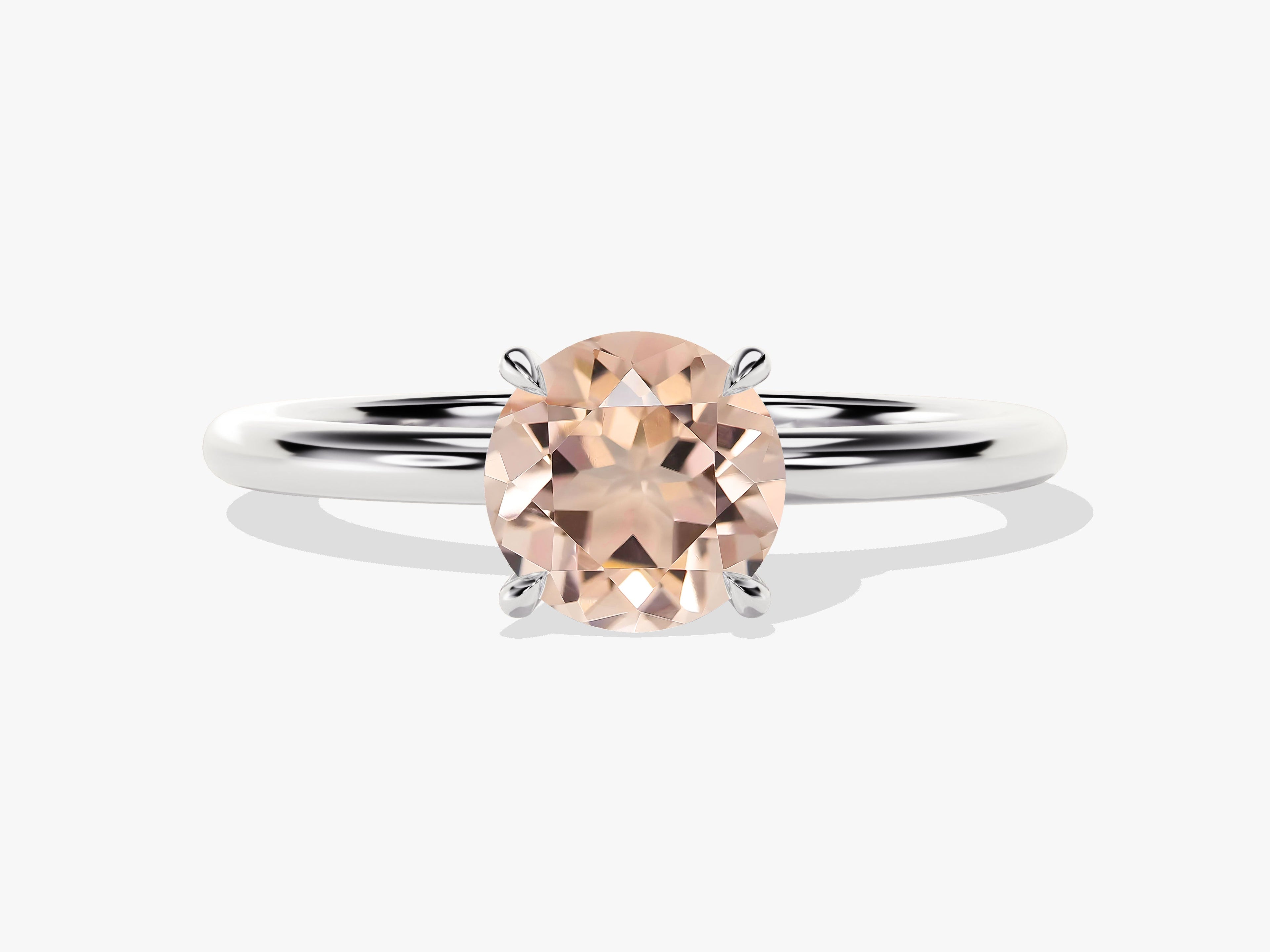 Round Cut Peach Morganite Solitaire Engagement Ring