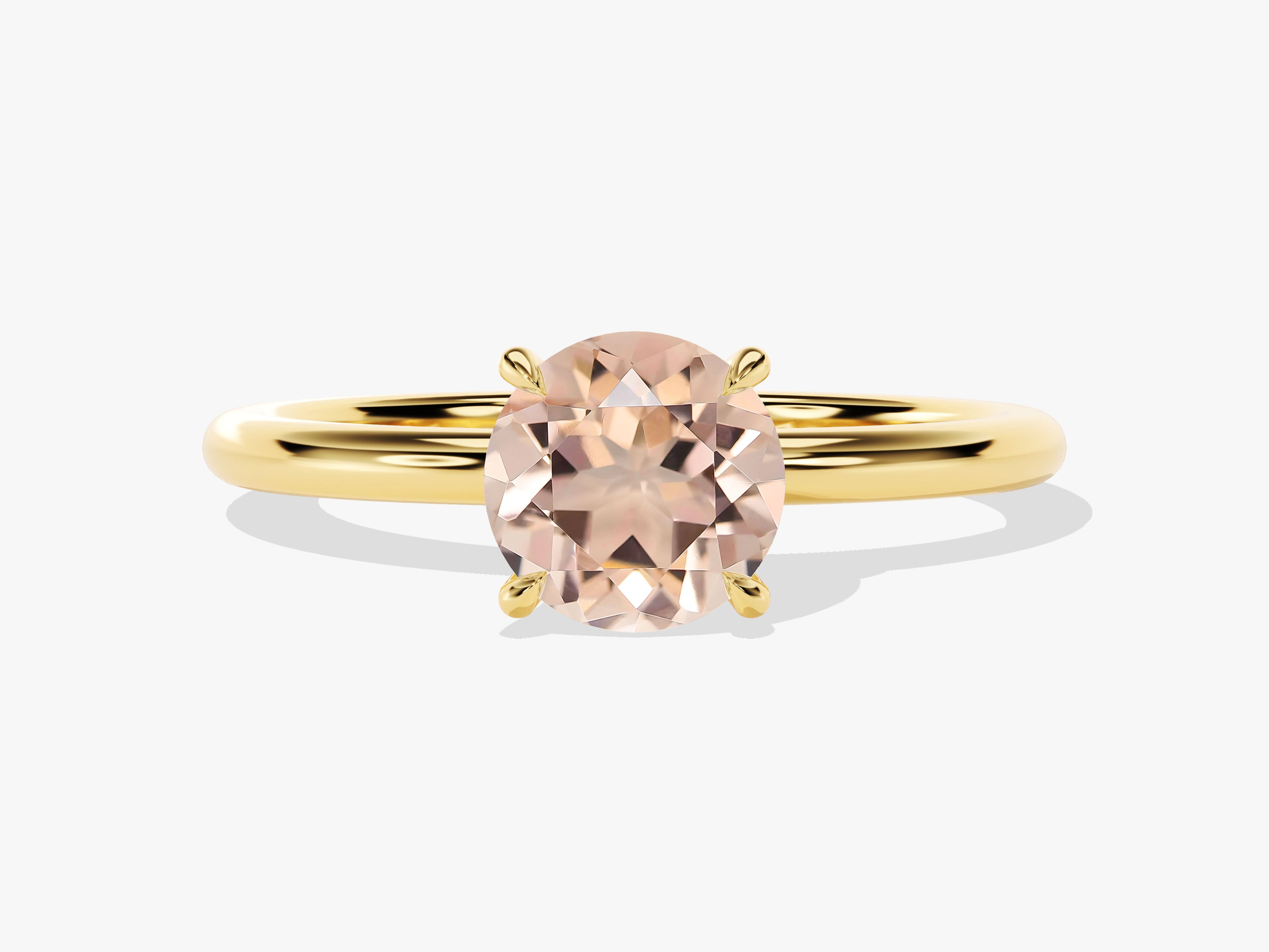 Round Cut Peach Morganite Solitaire Engagement Ring