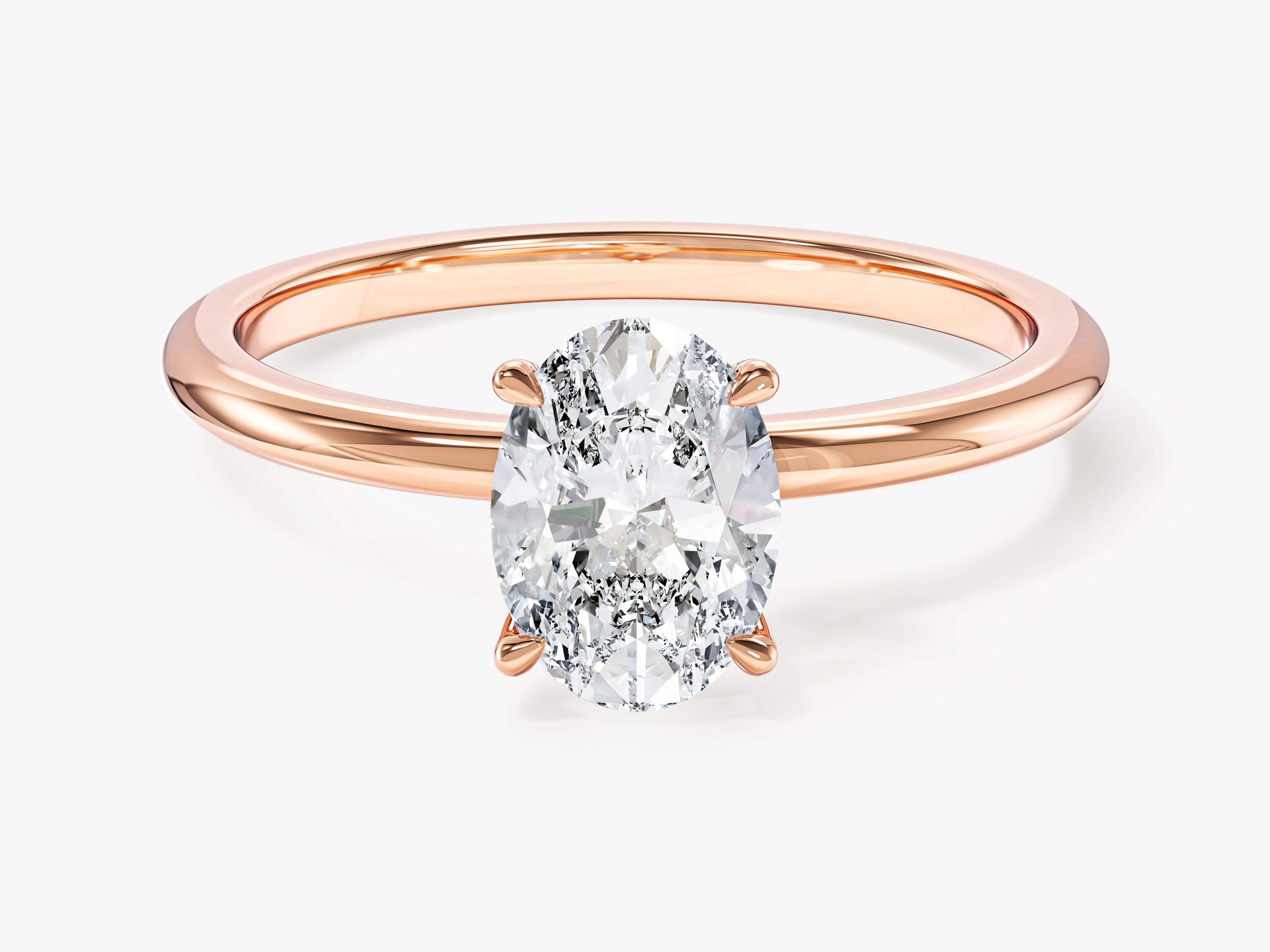 4-Prong Solitaire Oval Cut Moissanite Engagement Ring (1.00 CT)