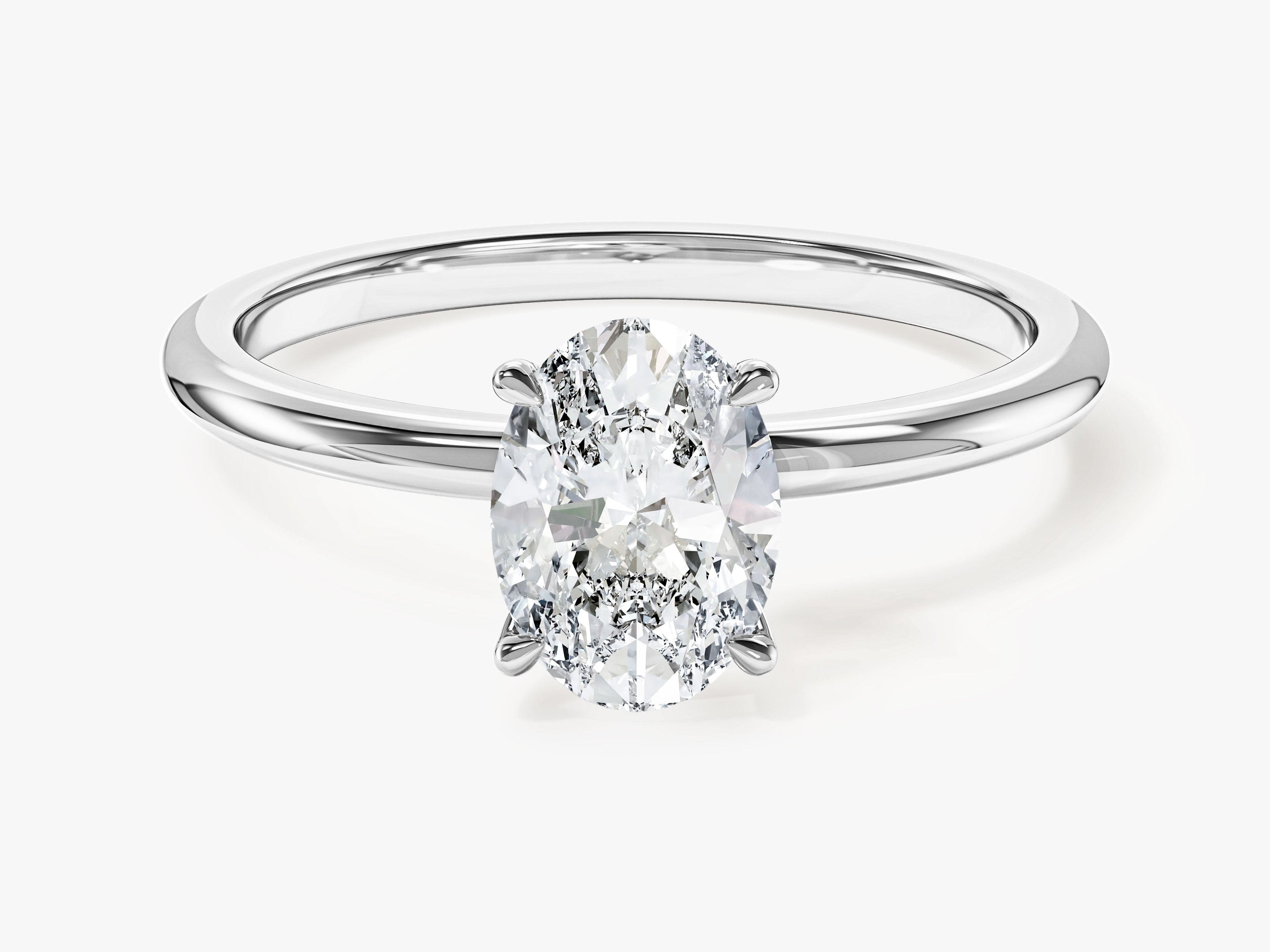 4-Prong Solitaire Oval Cut Moissanite Engagement Ring (1.00 CT)