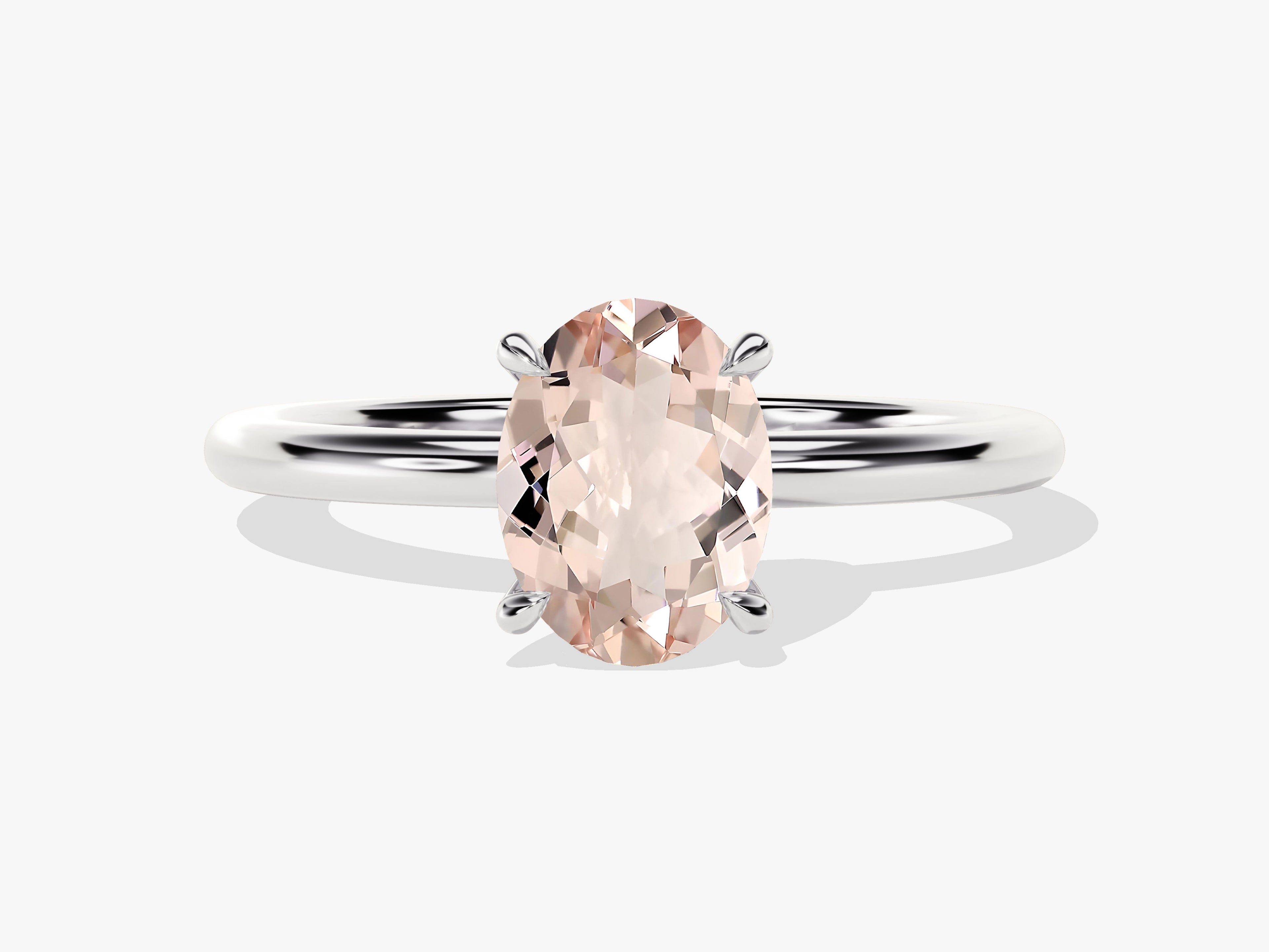 Oval Cut Peach Morganite Solitaire Engagement Ring