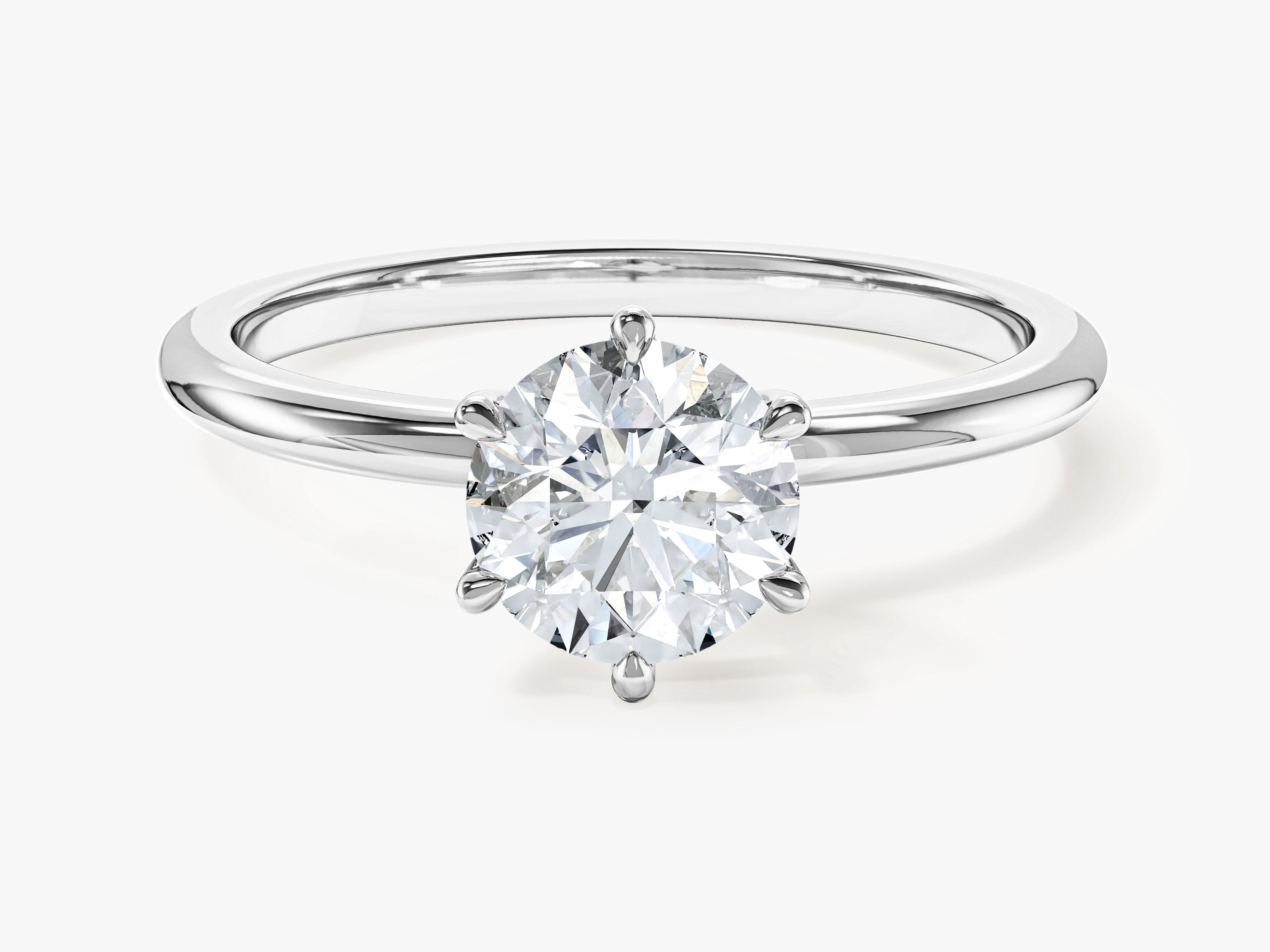 6-Prong Solitaire Round Cut Moissanite Engagement Ring (1.00 CT)