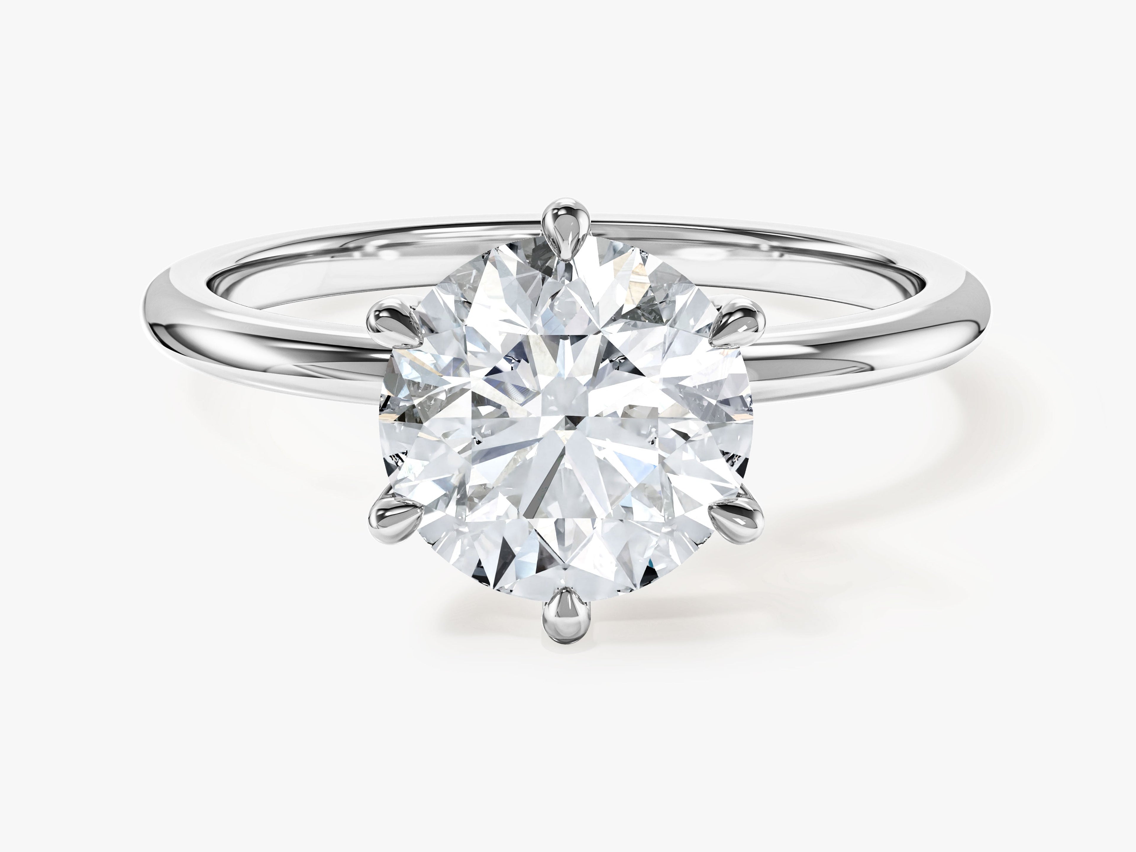 6-Prong Solitaire Round Cut Moissanite Engagement Ring (2.00 CT)