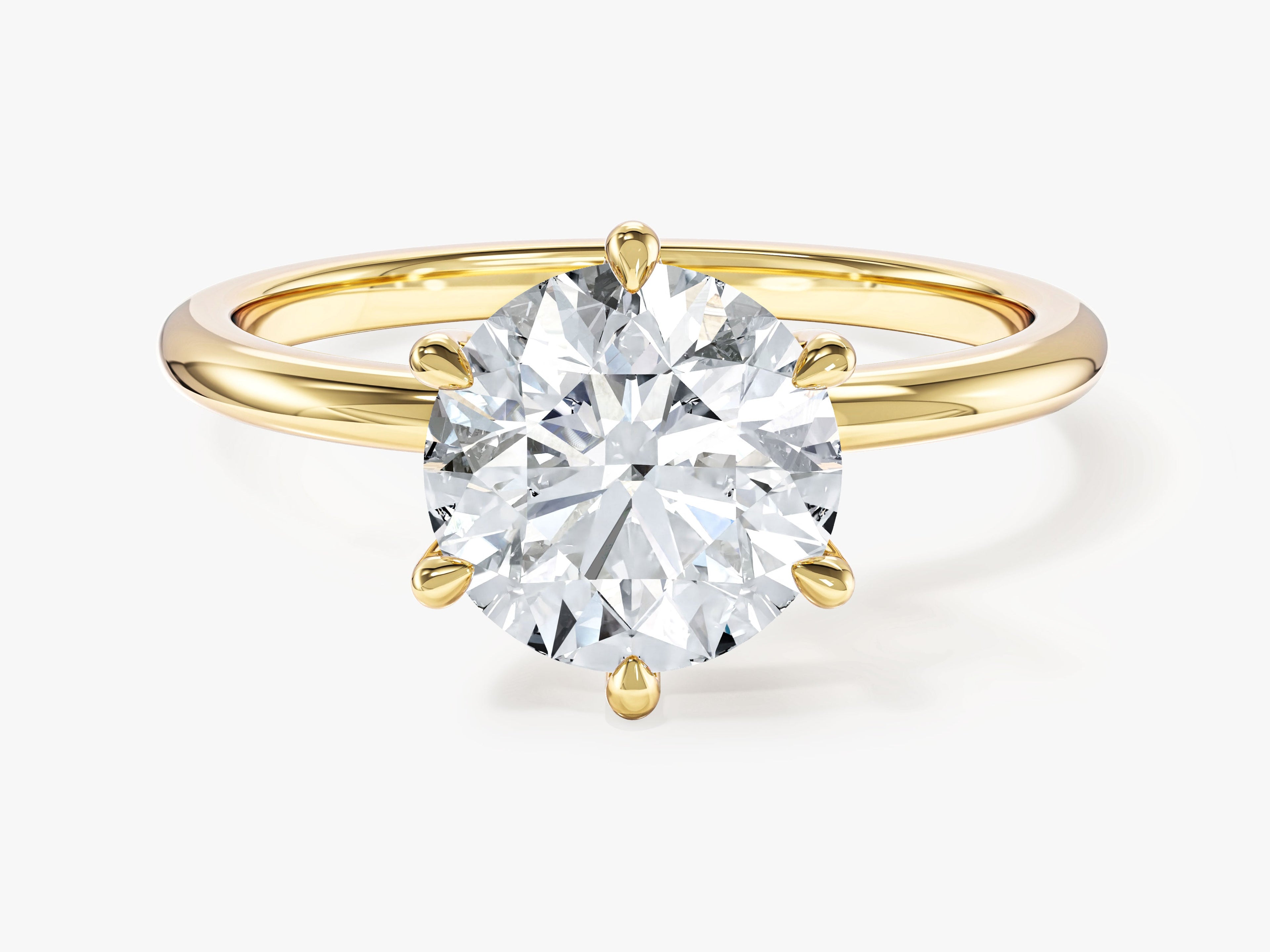 6-Prong Solitaire Round Cut Moissanite Engagement Ring (2.00 CT)