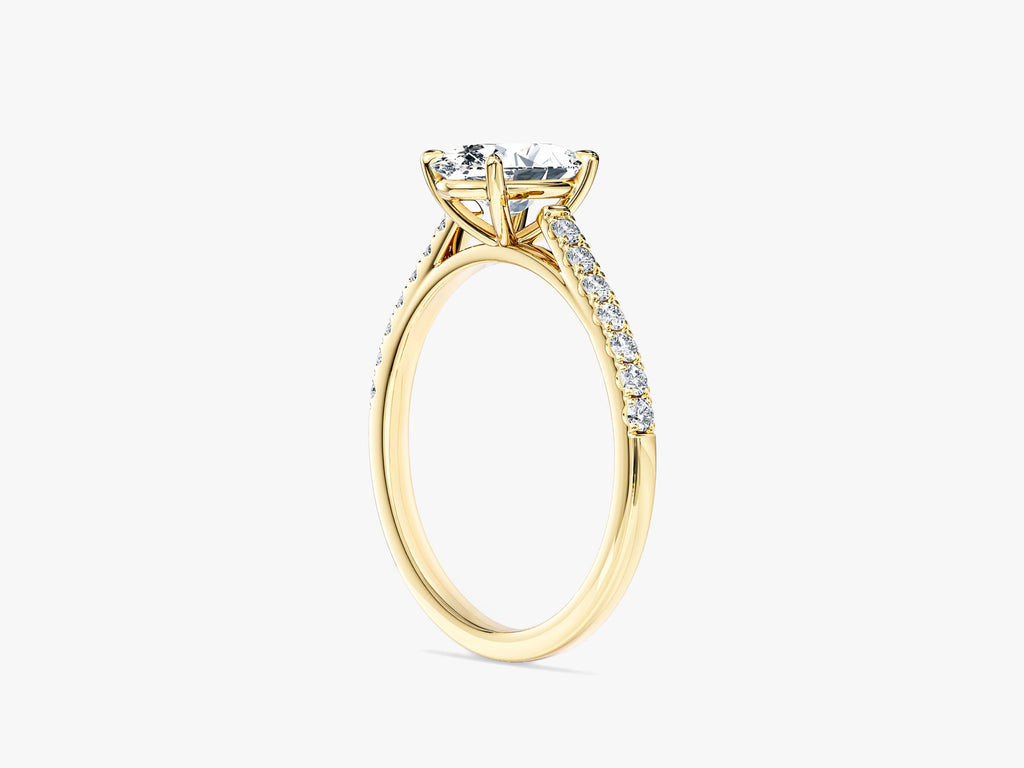 Cathedral Oval Cut Moissanite Engagement Ring with Pave Set Side Stones (1.00 CT)