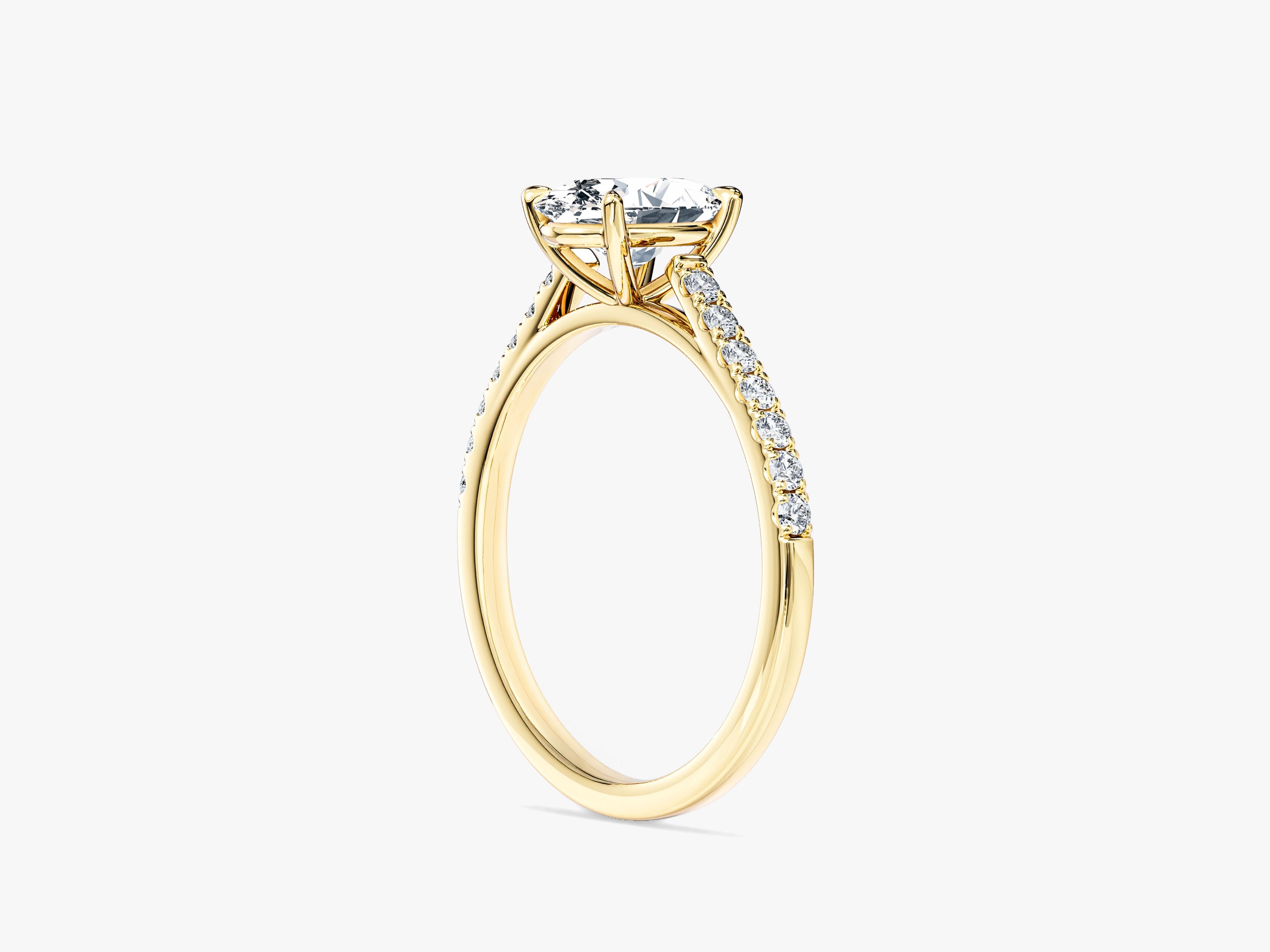 Cathedral Oval Cut Moissanite Engagement Ring with Pave Set Side Stones (1.00 CT)