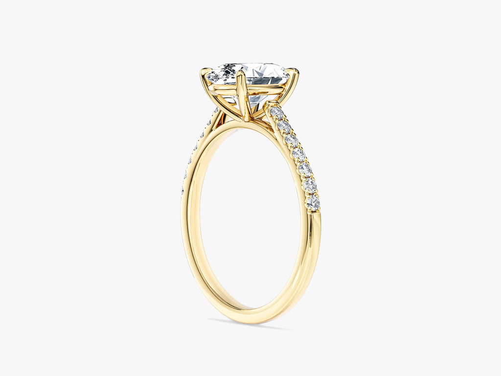 Cathedral Oval Cut Moissanite Engagement Ring with Pave Set Side Stones (1.50 CT)