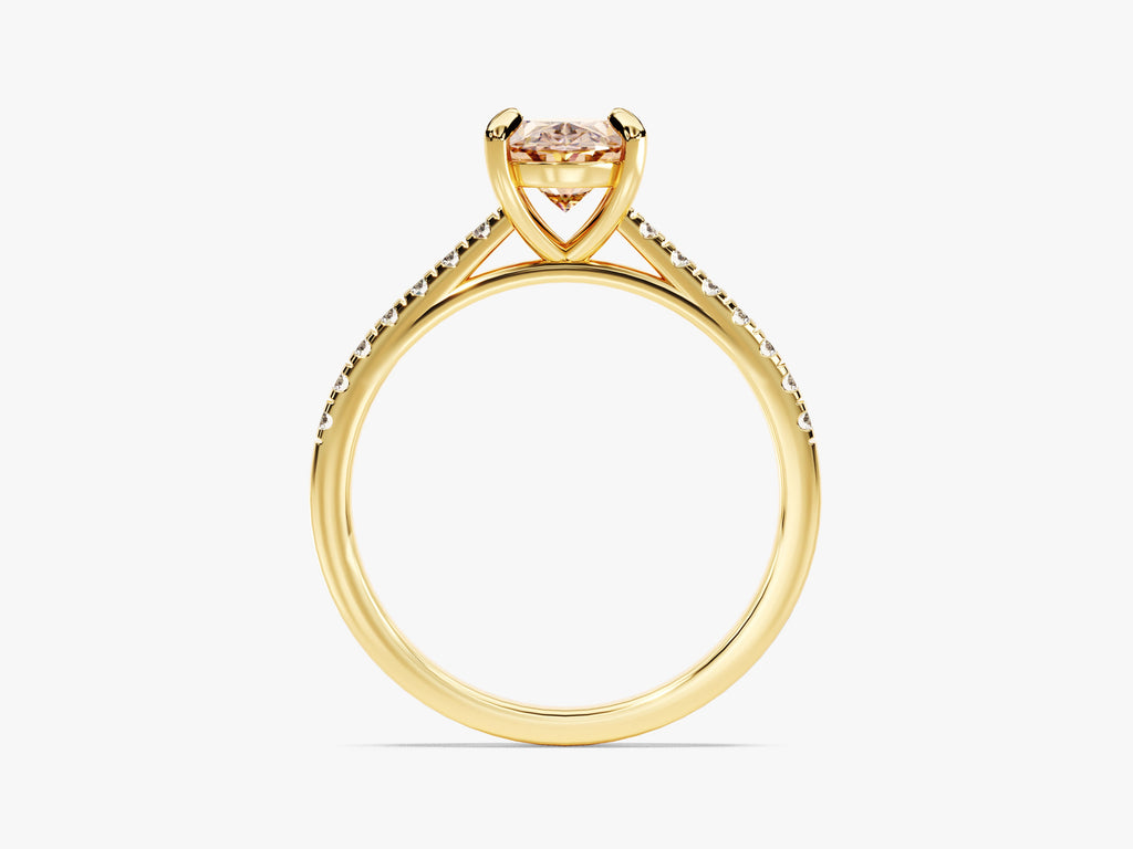 Oval Cut Peach Morganite Engagement Ring with Sidestones