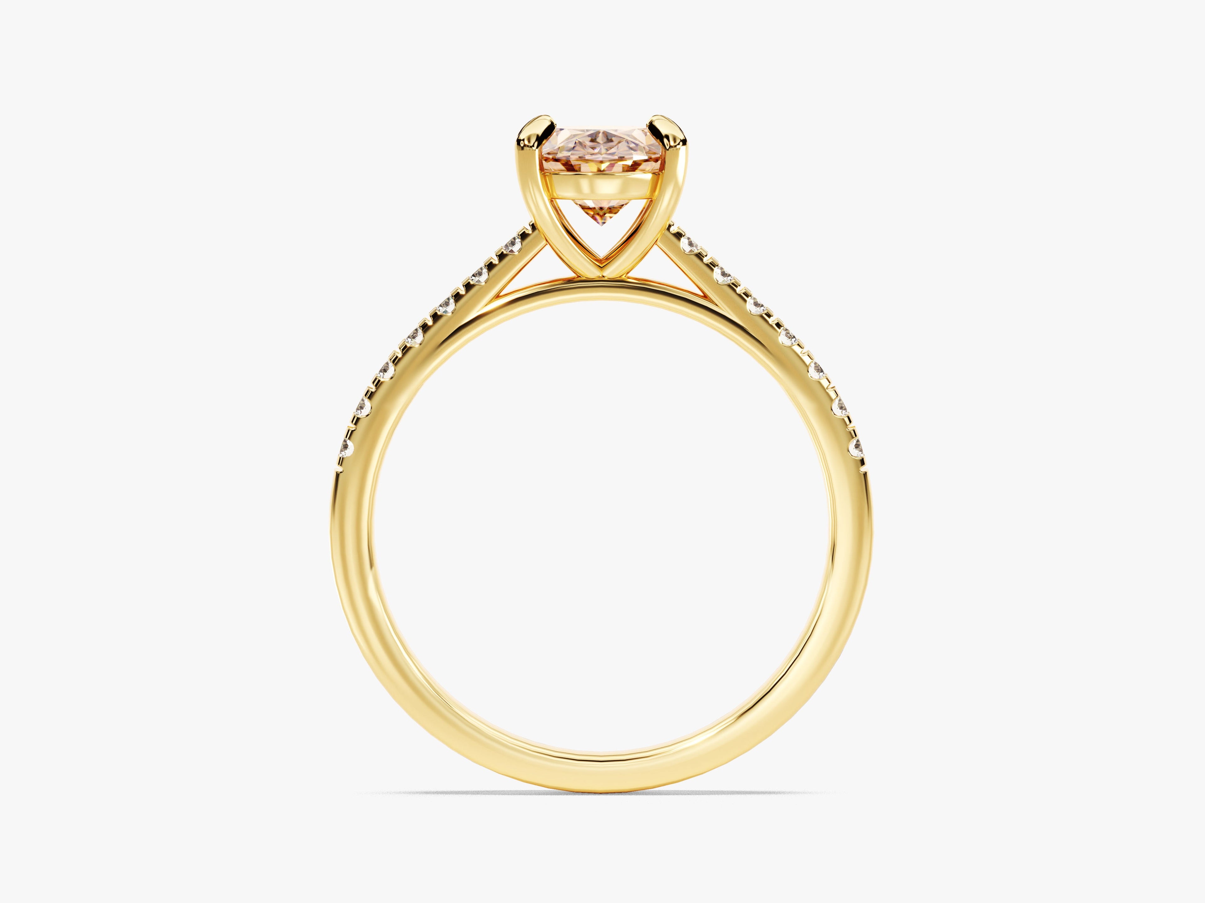 Oval Cut Peach Morganite Engagement Ring with Sidestones