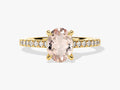 Oval Cut Peach Morganite Engagement Ring with Sidestones