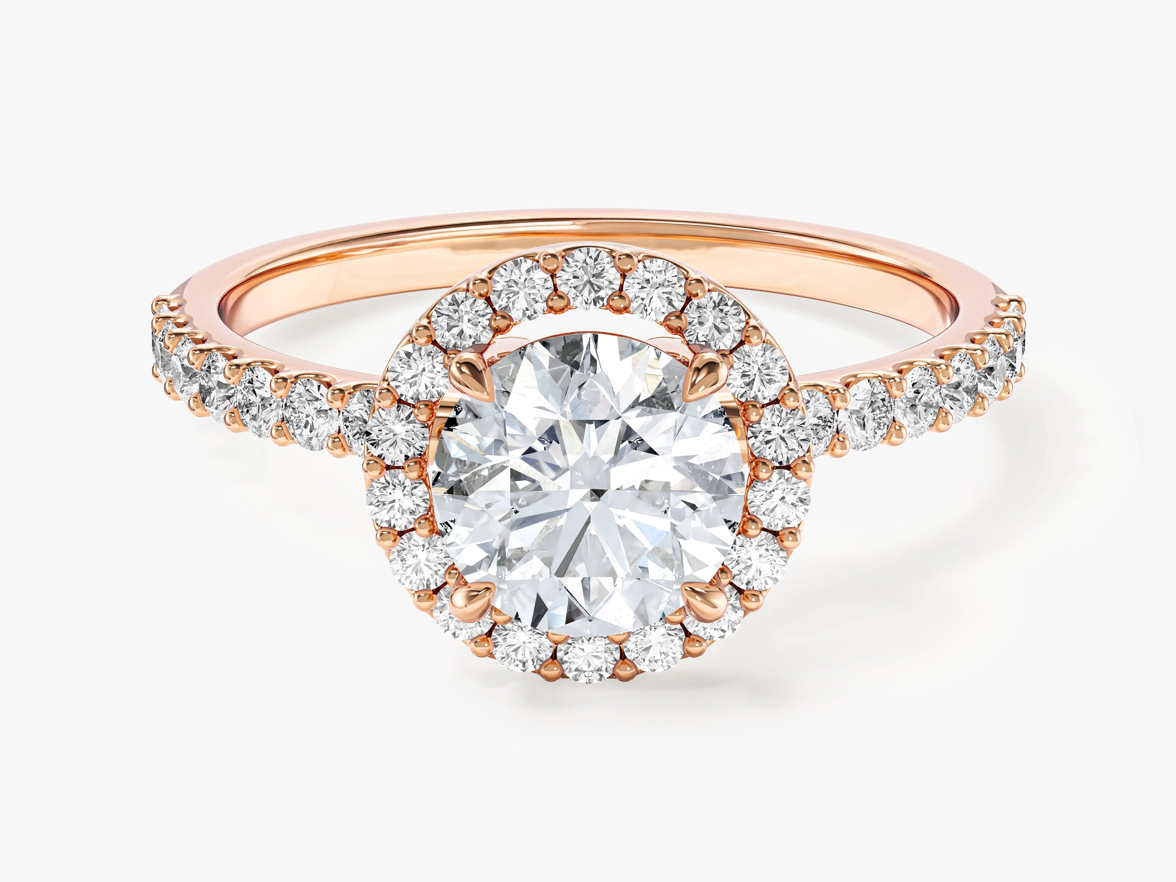 Round Cut Moissanite Round Halo Engagement Ring (1.00 CT)