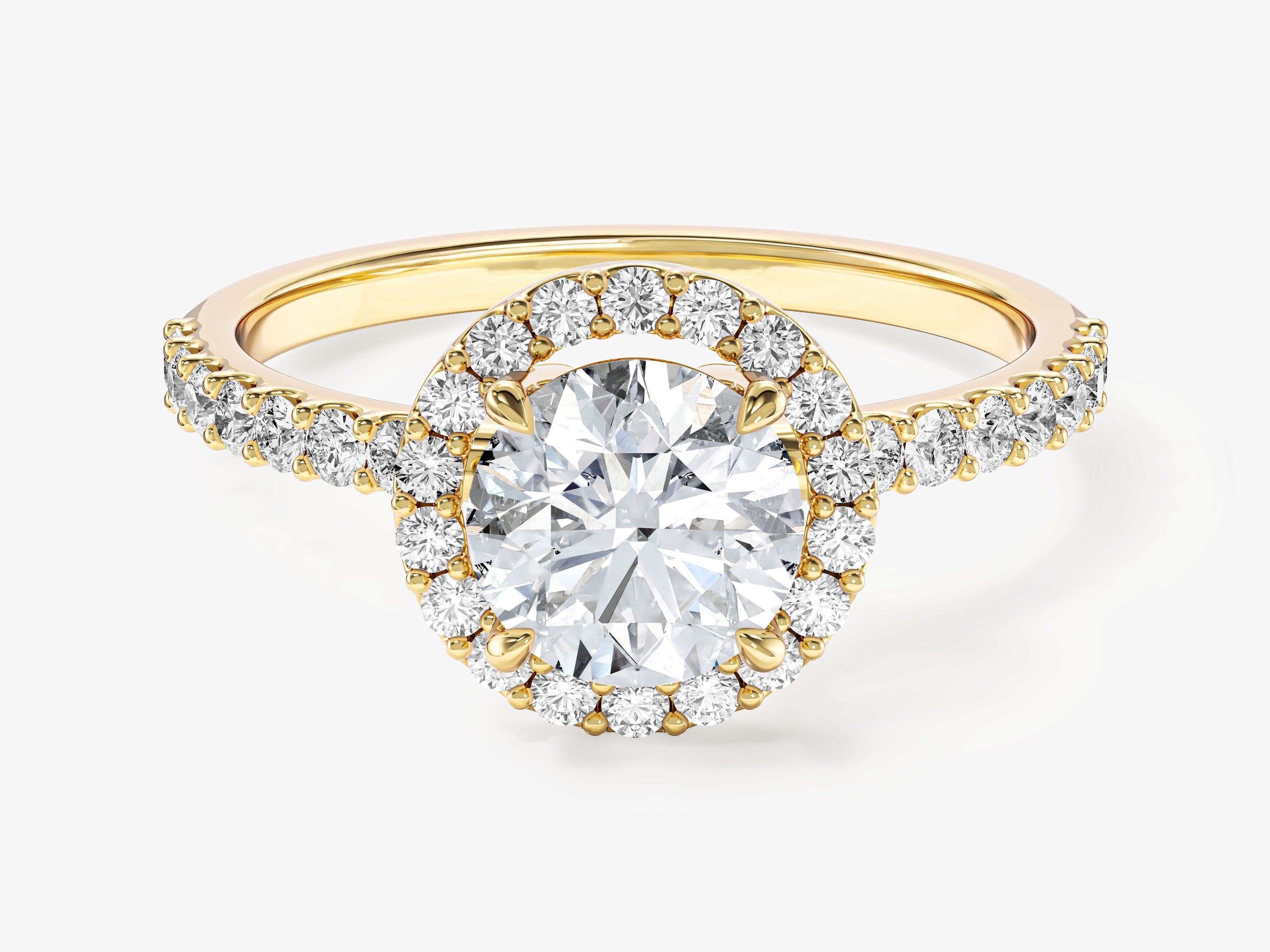 Round Cut Moissanite Round Halo Engagement Ring (1.00 CT)