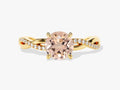 Twisted Round Cut Peach Morganite Engagement Ring with Sidestones