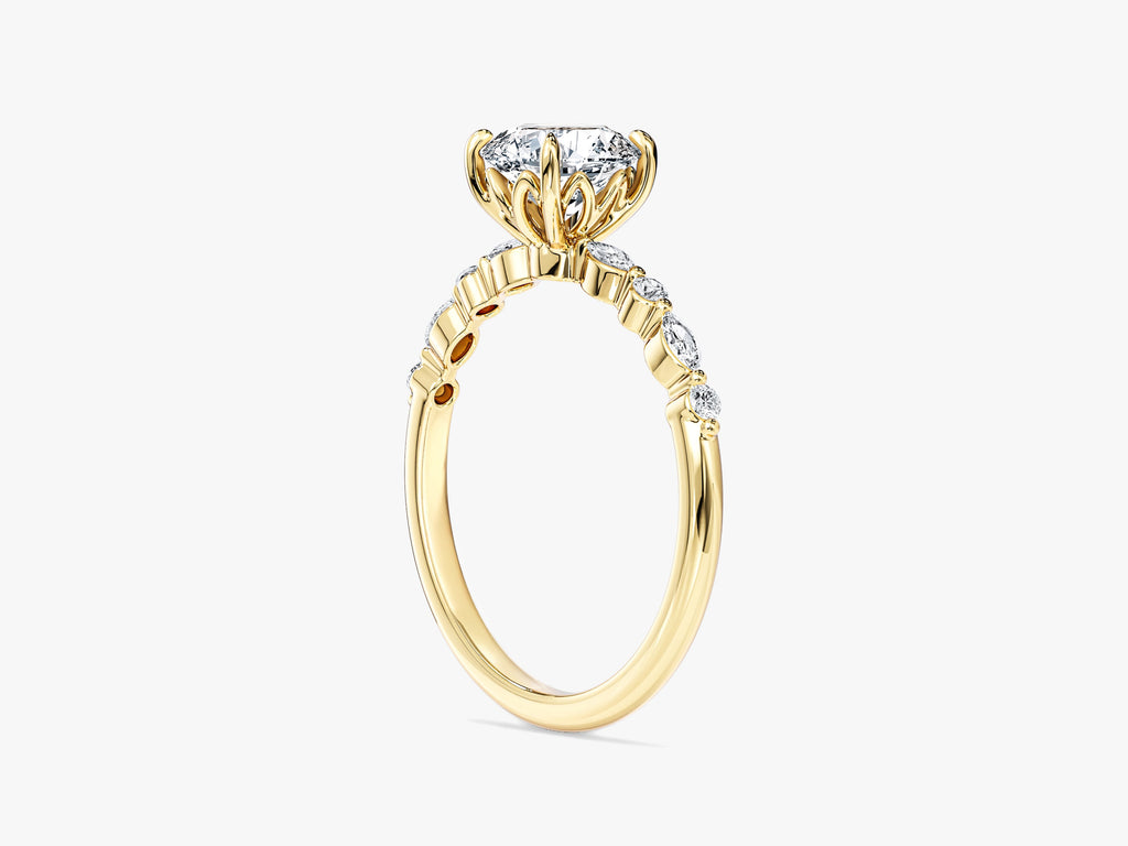 Alternating Marquise Side Stone Moissanite Engagement Ring (1.00 CT)