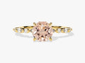 Round Cut Peach Morganite Engagement Ring with Round and Marquise Sidestones