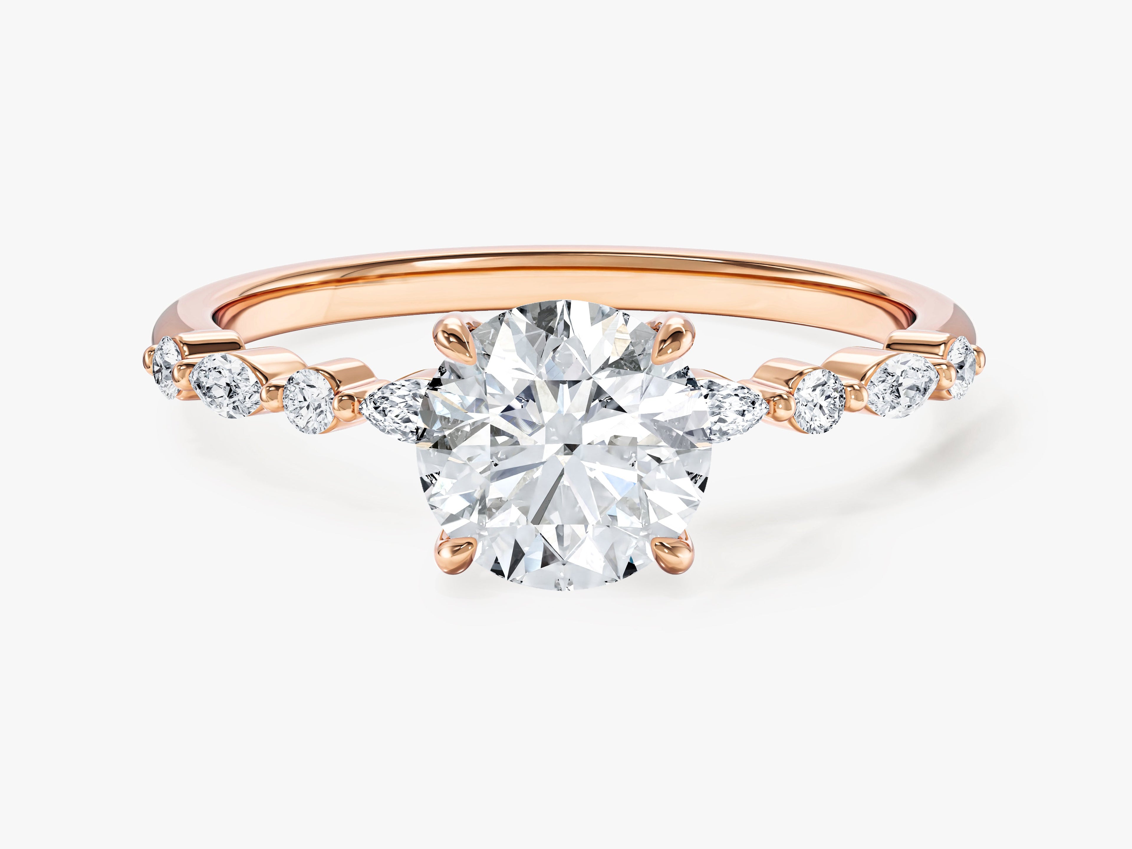 Alternating Marquise Side Stone Moissanite Engagement Ring (1.00 CT)