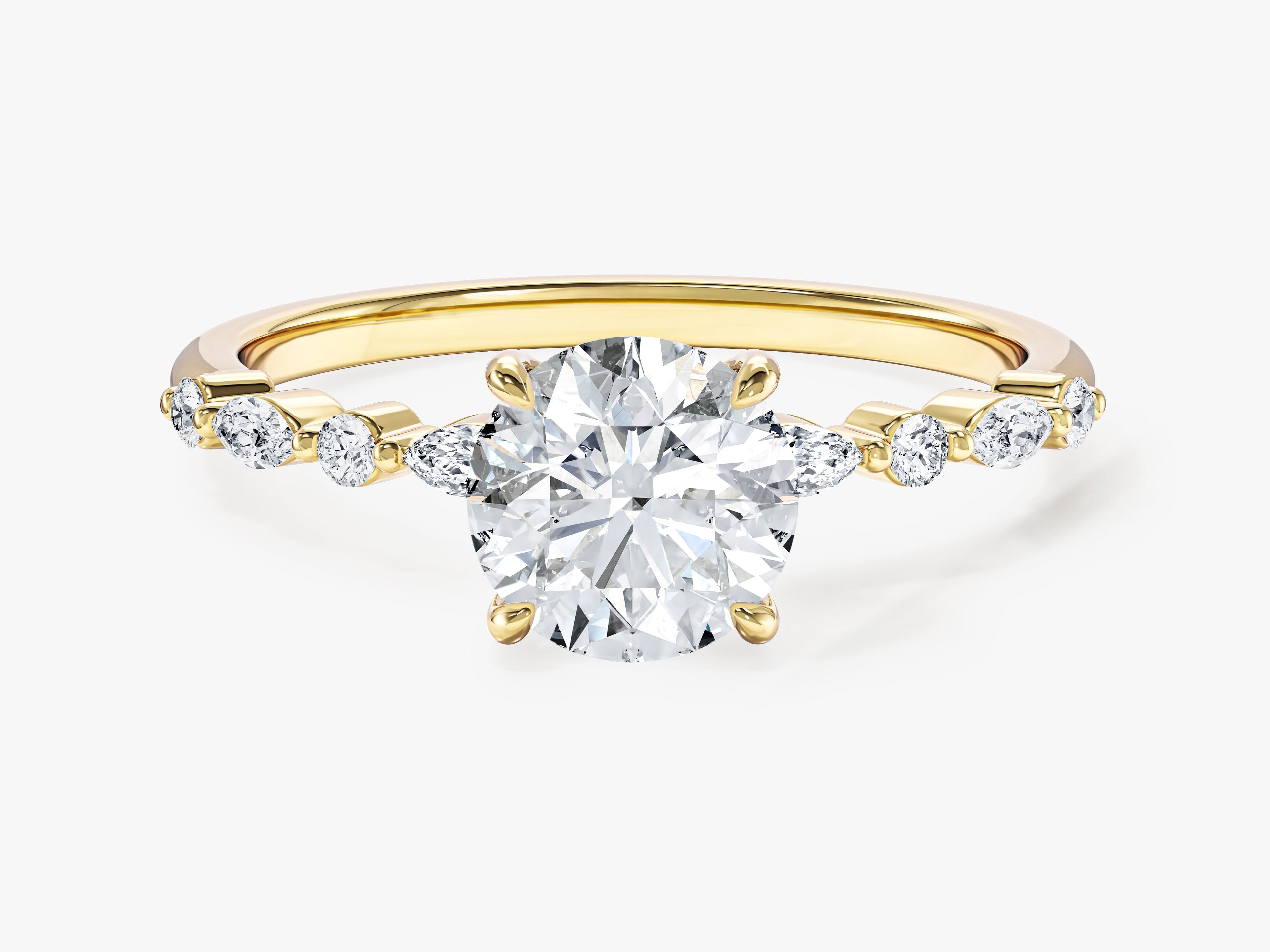 Alternating Marquise Side Stone Moissanite Engagement Ring (1.00 CT)