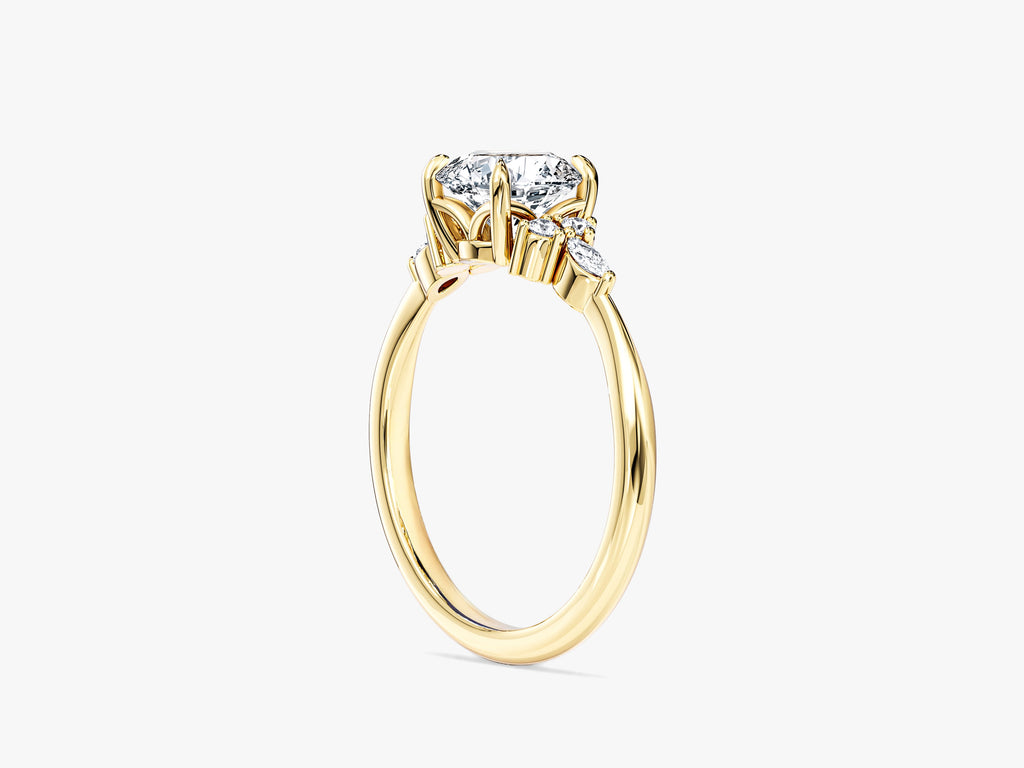 Cluster Accent Round Cut Moissanite Engagement Ring (1.00 CT)