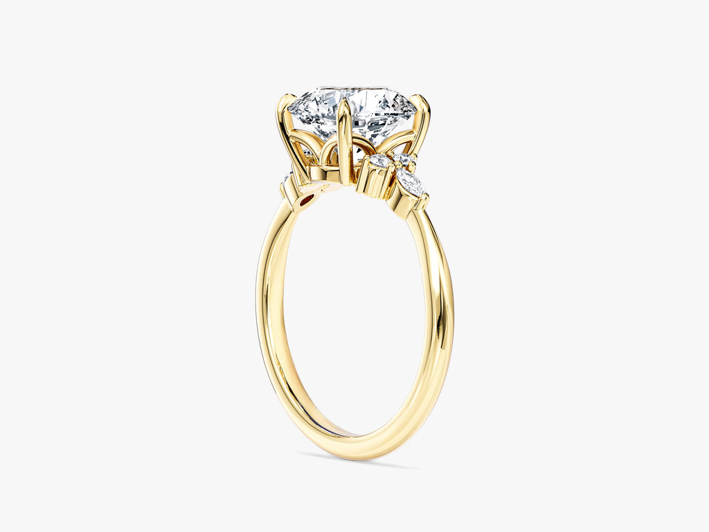 Cluster Accent Round Cut Moissanite Engagement Ring (2.00 CT)