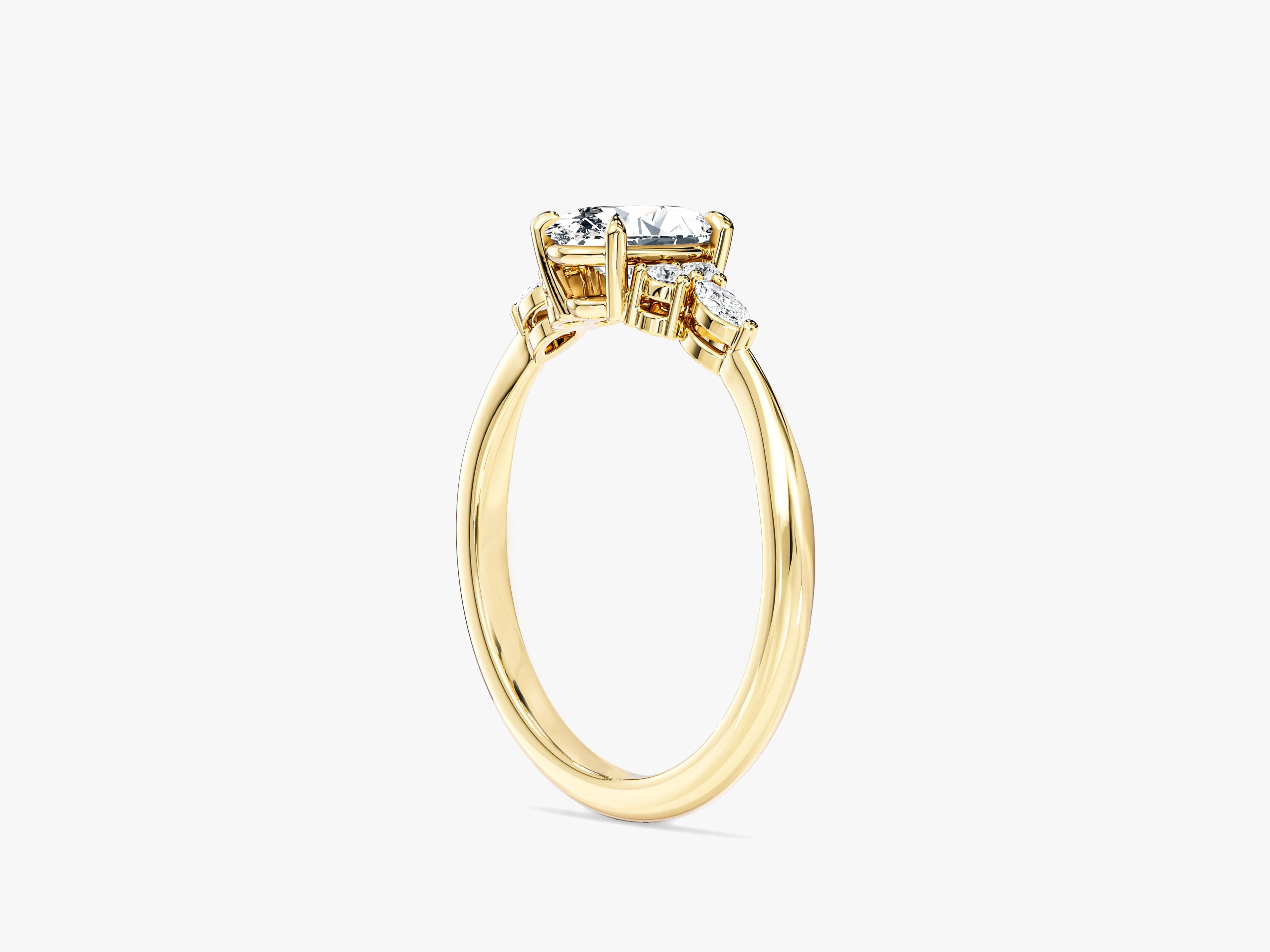 Cluster Accent Oval Cut Moissanite Engagement Ring (1.00 CT)