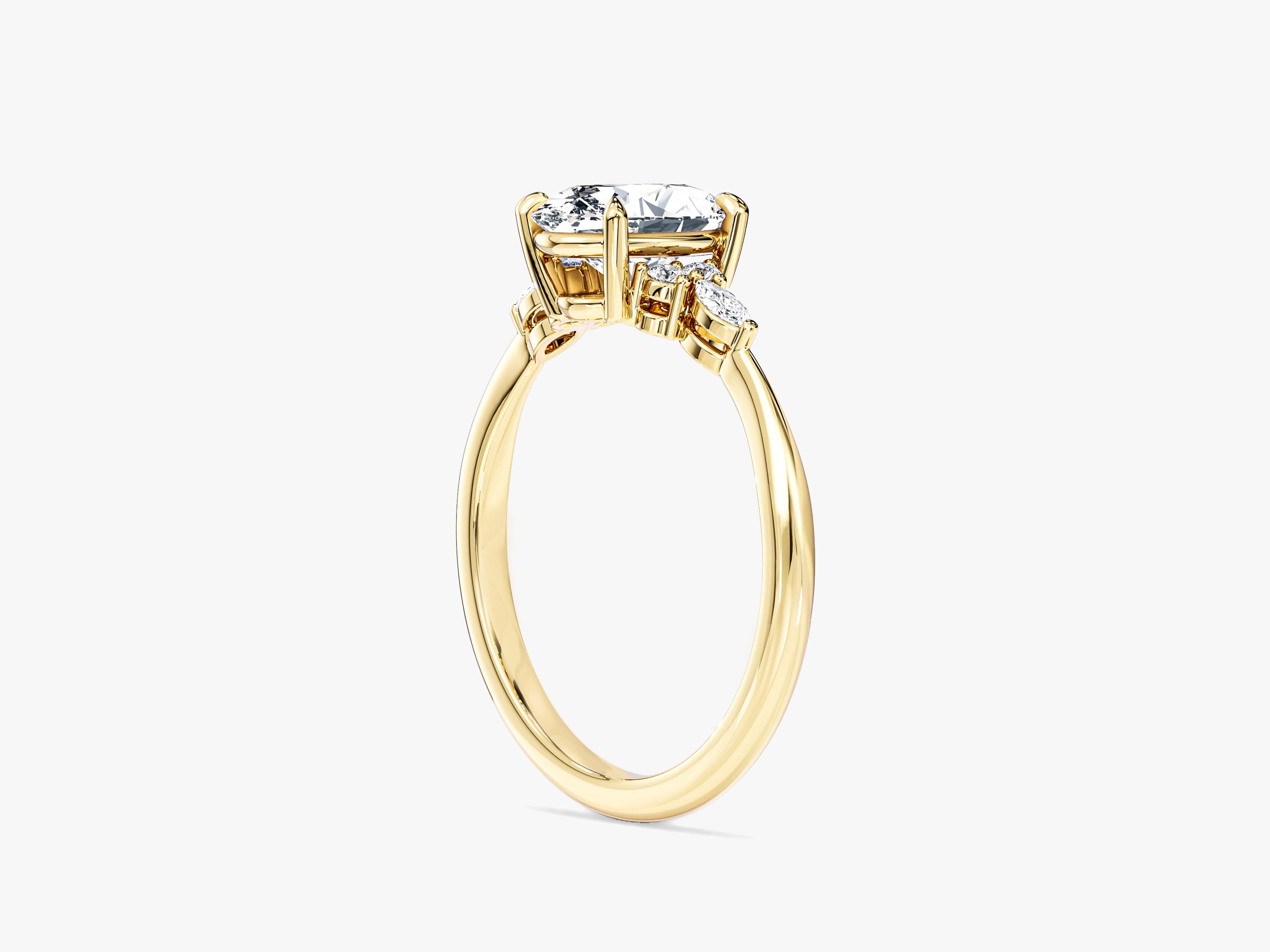 Cluster Accent Oval Cut Moissanite Engagement Ring (1.50 CT)