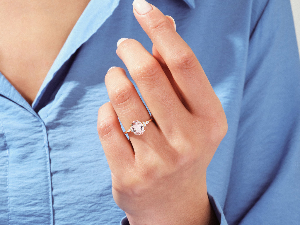 Cluster Accent Oval Cut Moissanite Engagement Ring (2.00 CT)