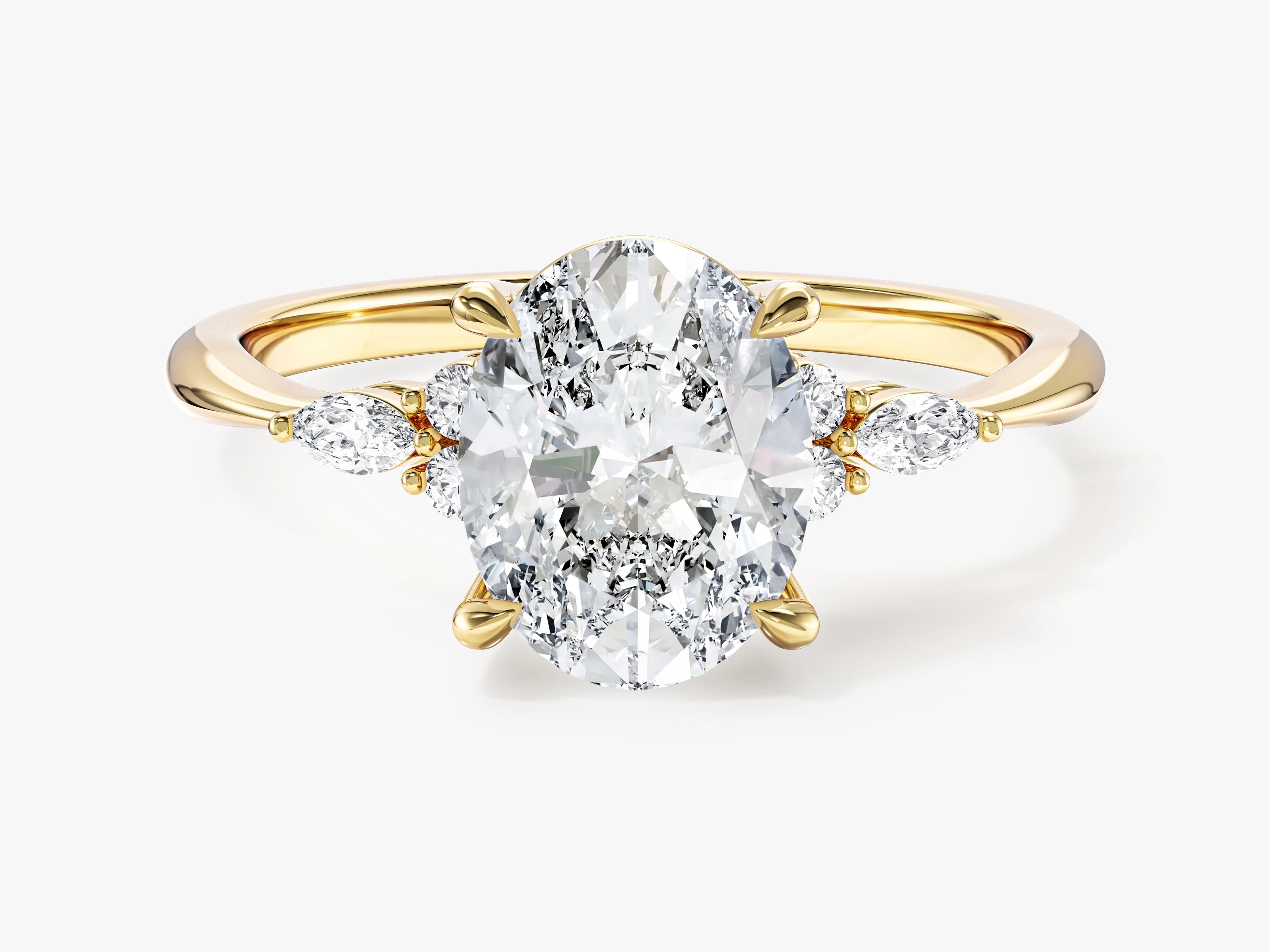 Cluster Accent Oval Cut Moissanite Engagement Ring (2.00 CT)