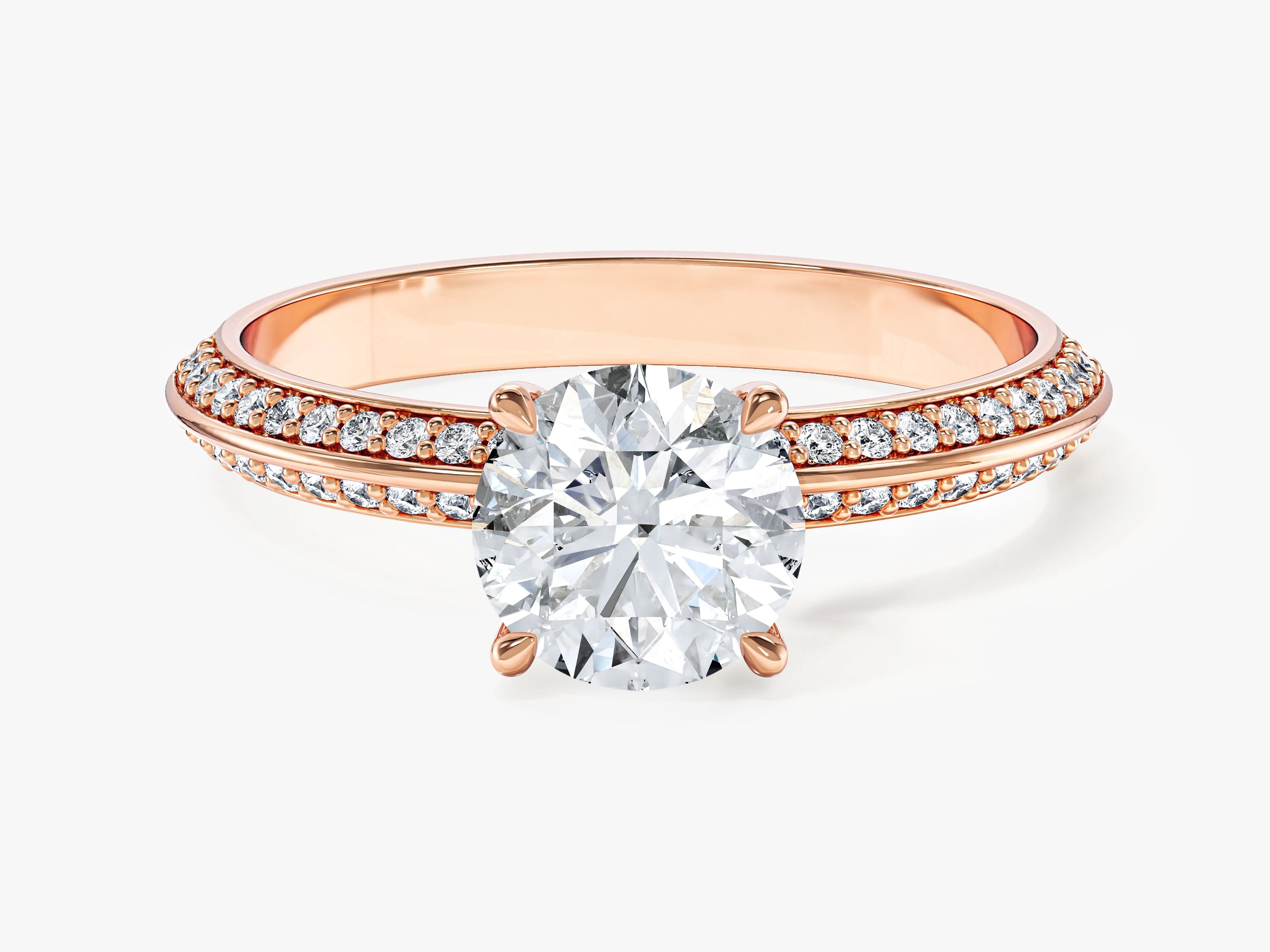 Pave Set Milgrain Knife Edge Moissanite Engagement Ring (1.00 CT)