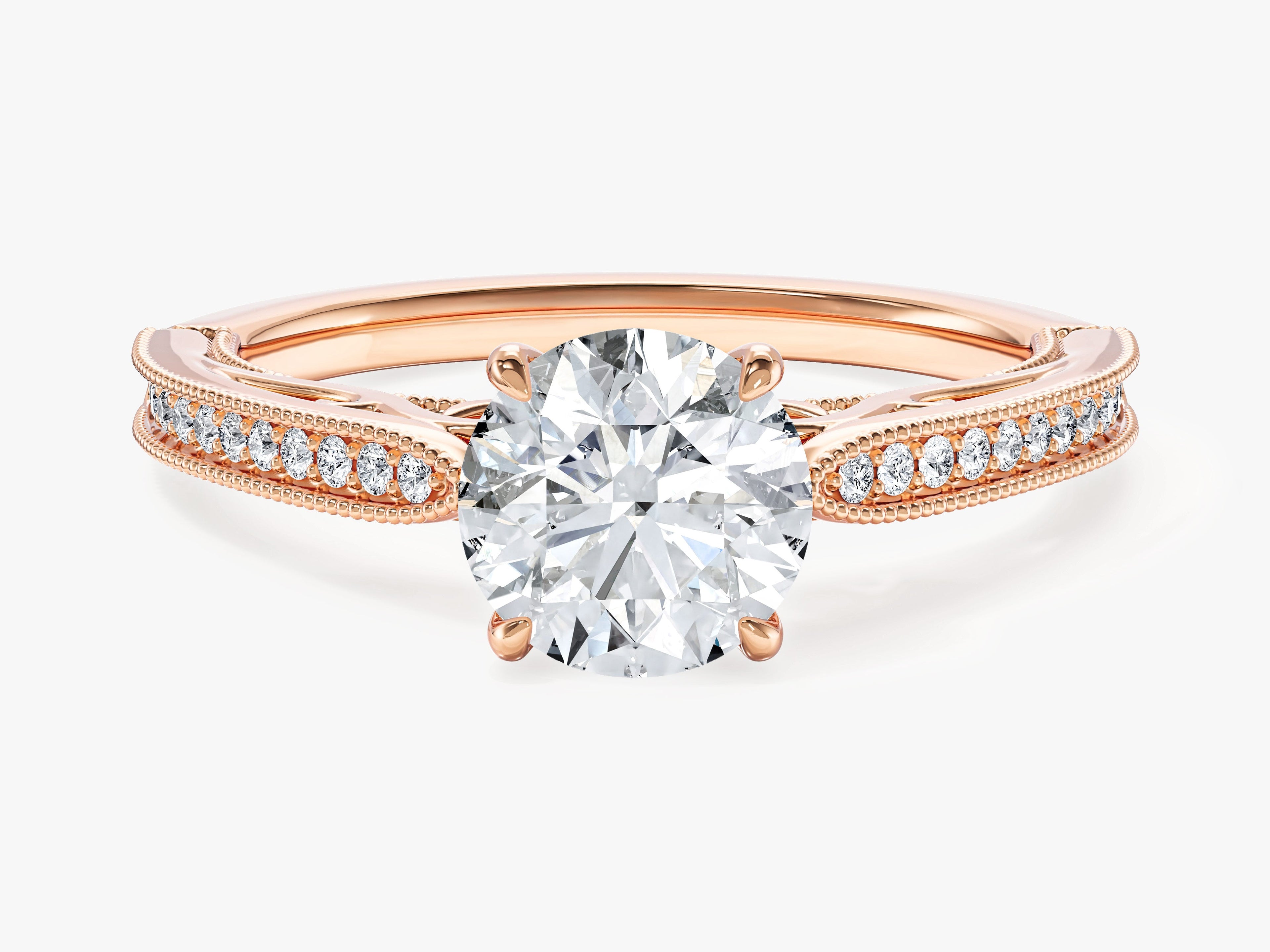 Vintage Inspired Moissanite Engagement Ring with Adorned Cathedral (1.00 CT)