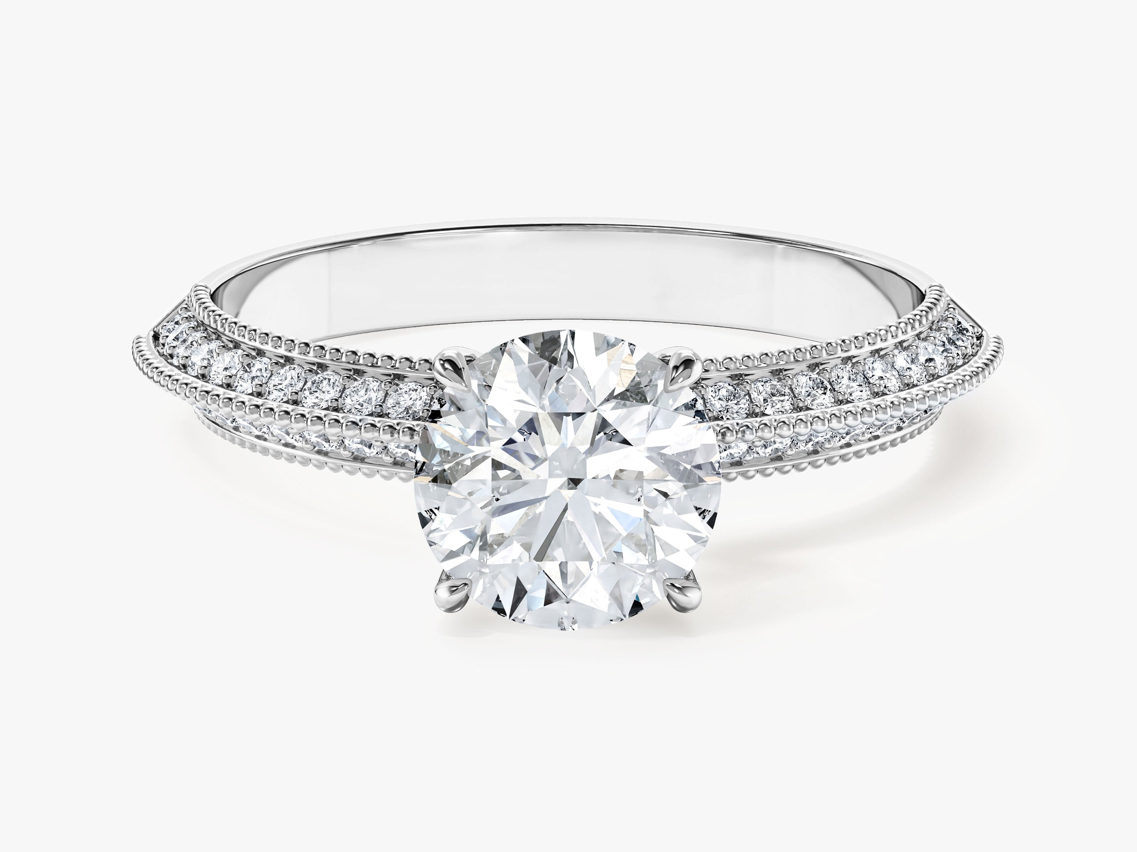 Pave Set Knife Edge Moissanite Engagement Ring (1.00 CT)