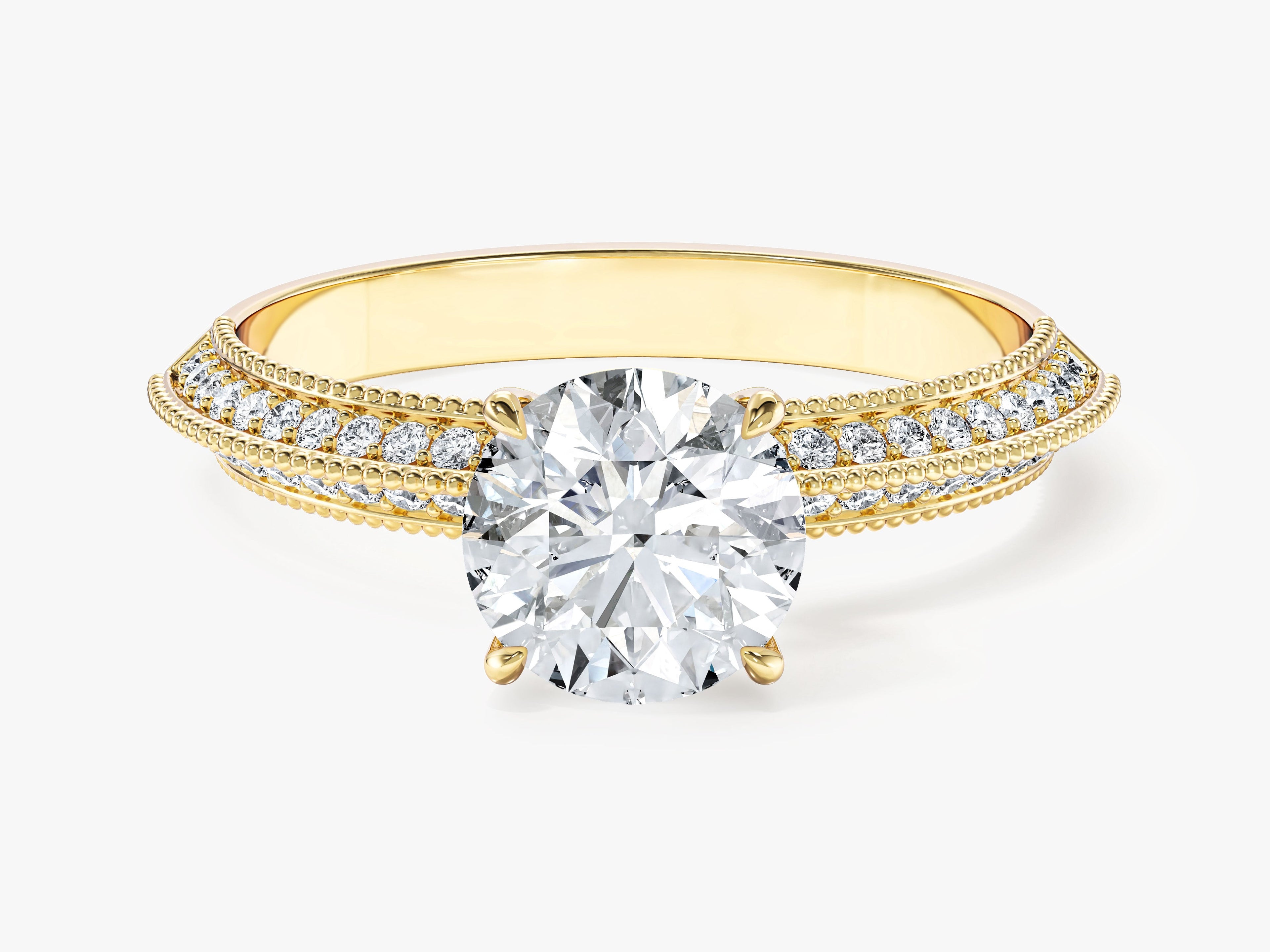 Pave Set Knife Edge Moissanite Engagement Ring (1.00 CT)