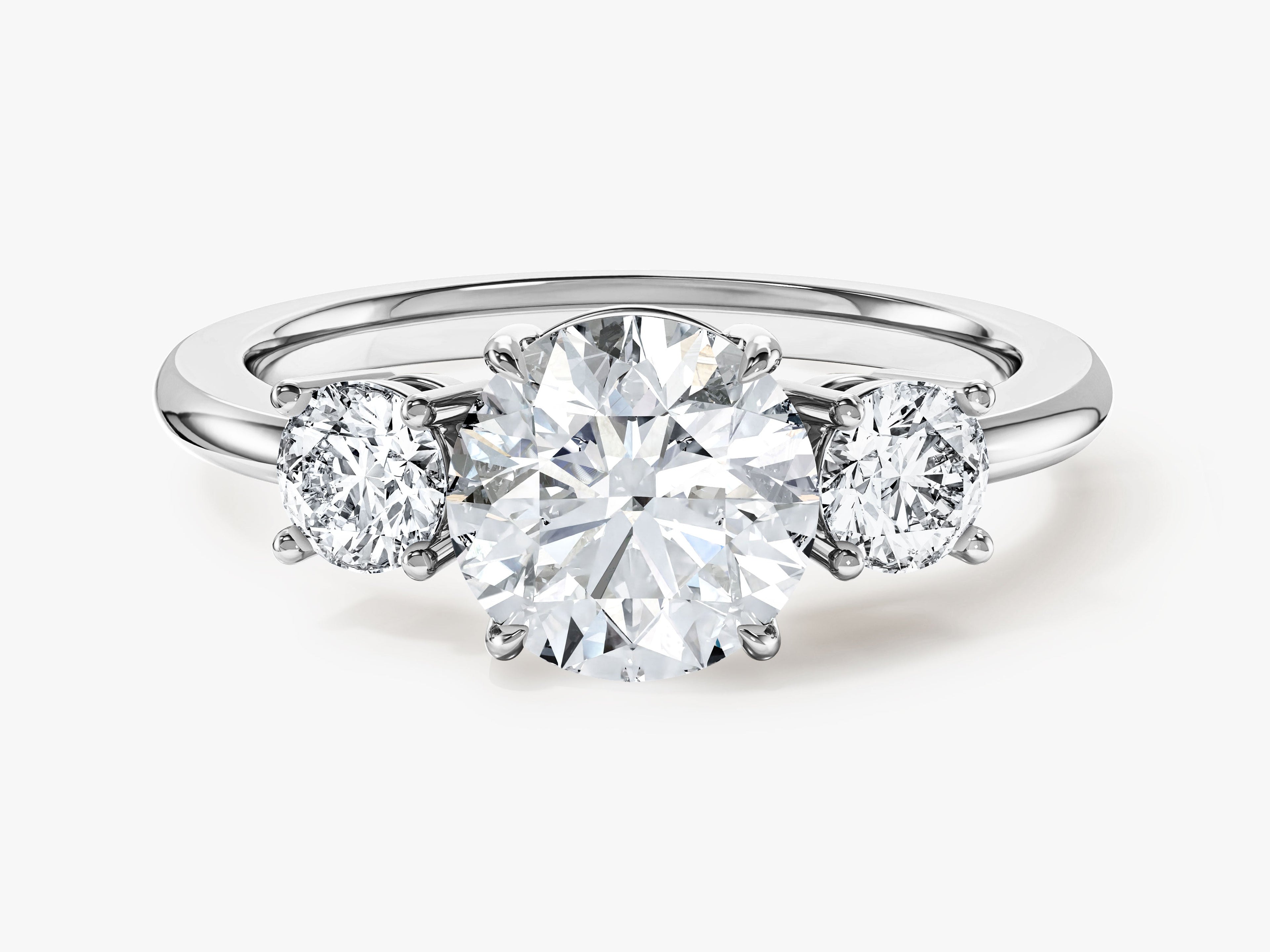 Classic Basket Set Three Stone Round Moissanite Engagement Ring (1.50 CT TW)
