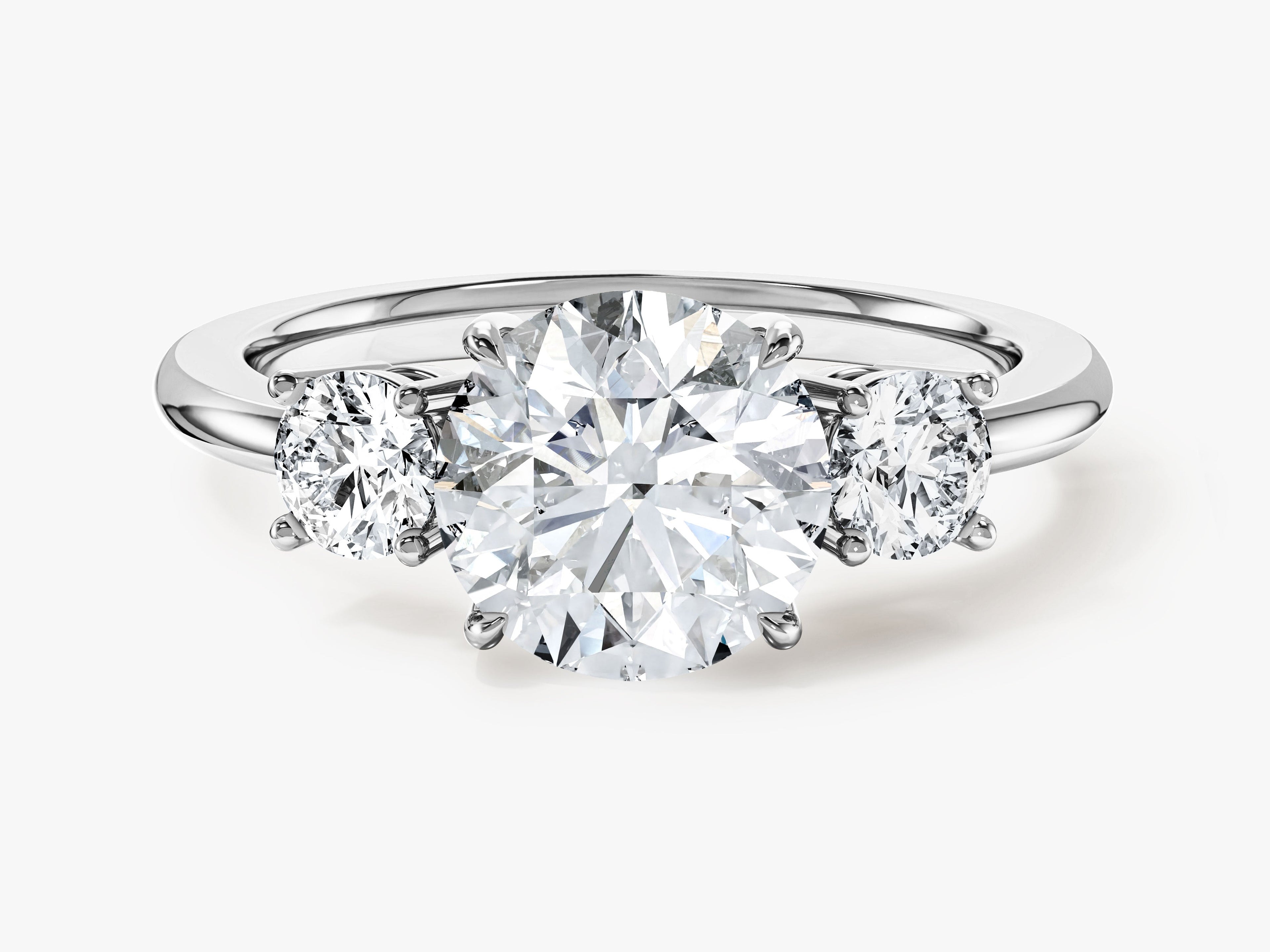 Classic Basket Set Three Stone Round Moissanite Engagement Ring (2.50 CT TW)