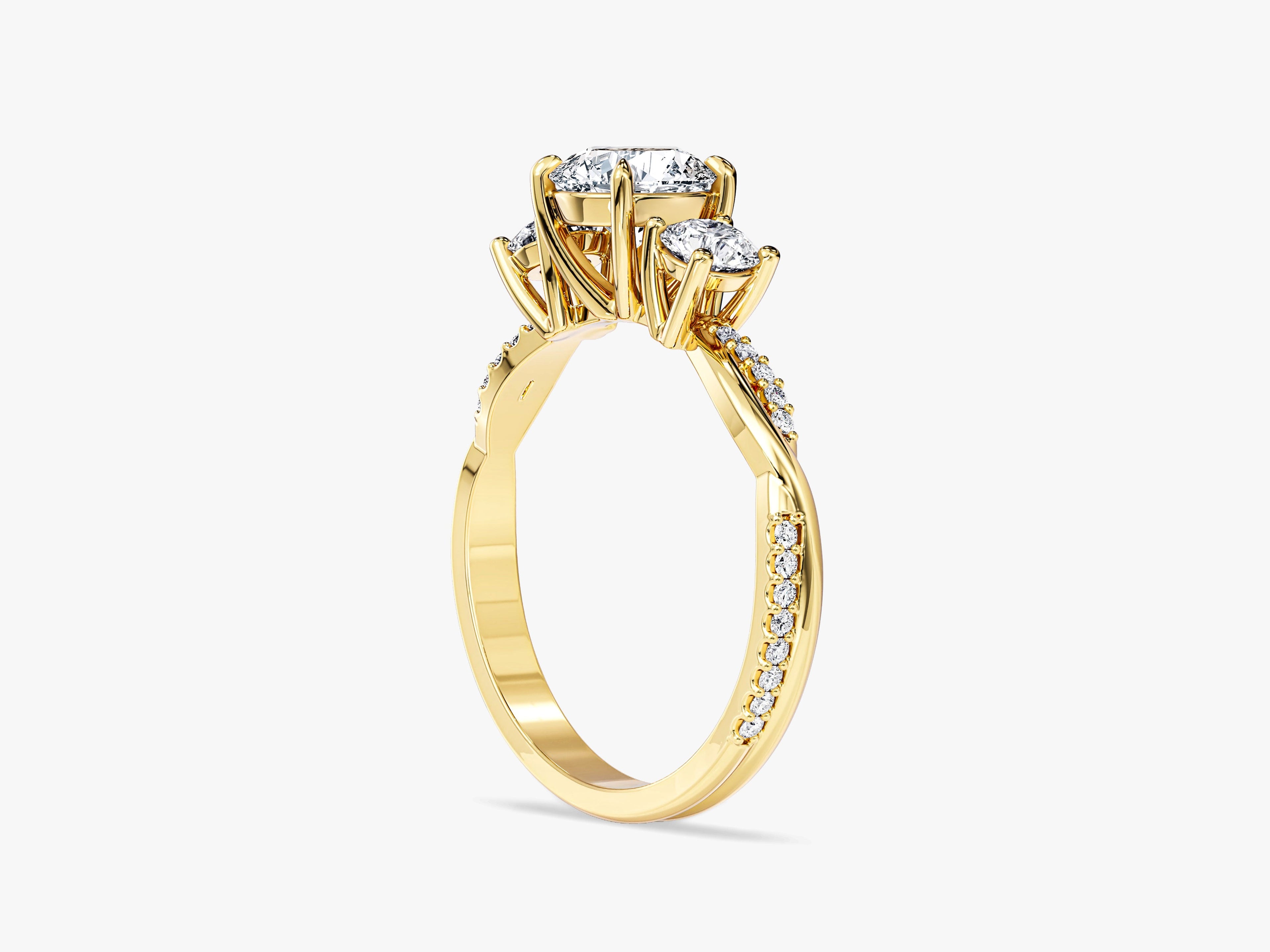 Petite Twisted Vine Three Stone Round Moissanite Engagement Ring (1.50 CT TW)