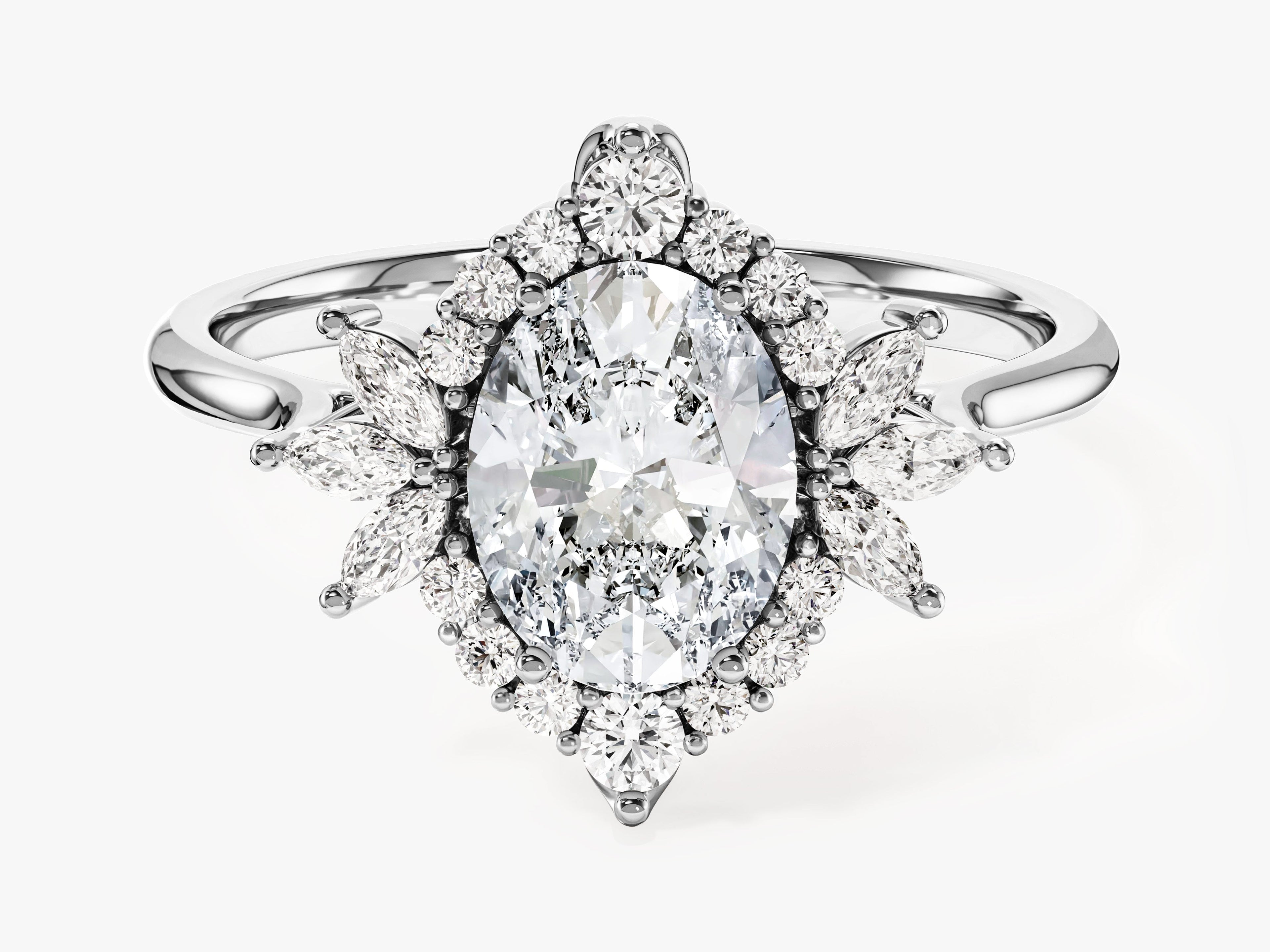 Vintage Halo Oval Lab Grown Diamond Engagement Ring (1.50 CT)