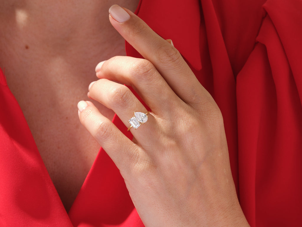Pear and Emerald Cut Toi et Moi Lab Grown Diamond Engagement Ring (3.00 CT)