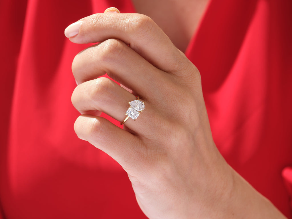 Pear and Emerald Cut Toi et Moi Lab Grown Diamond Engagement Ring (3.00 CT)