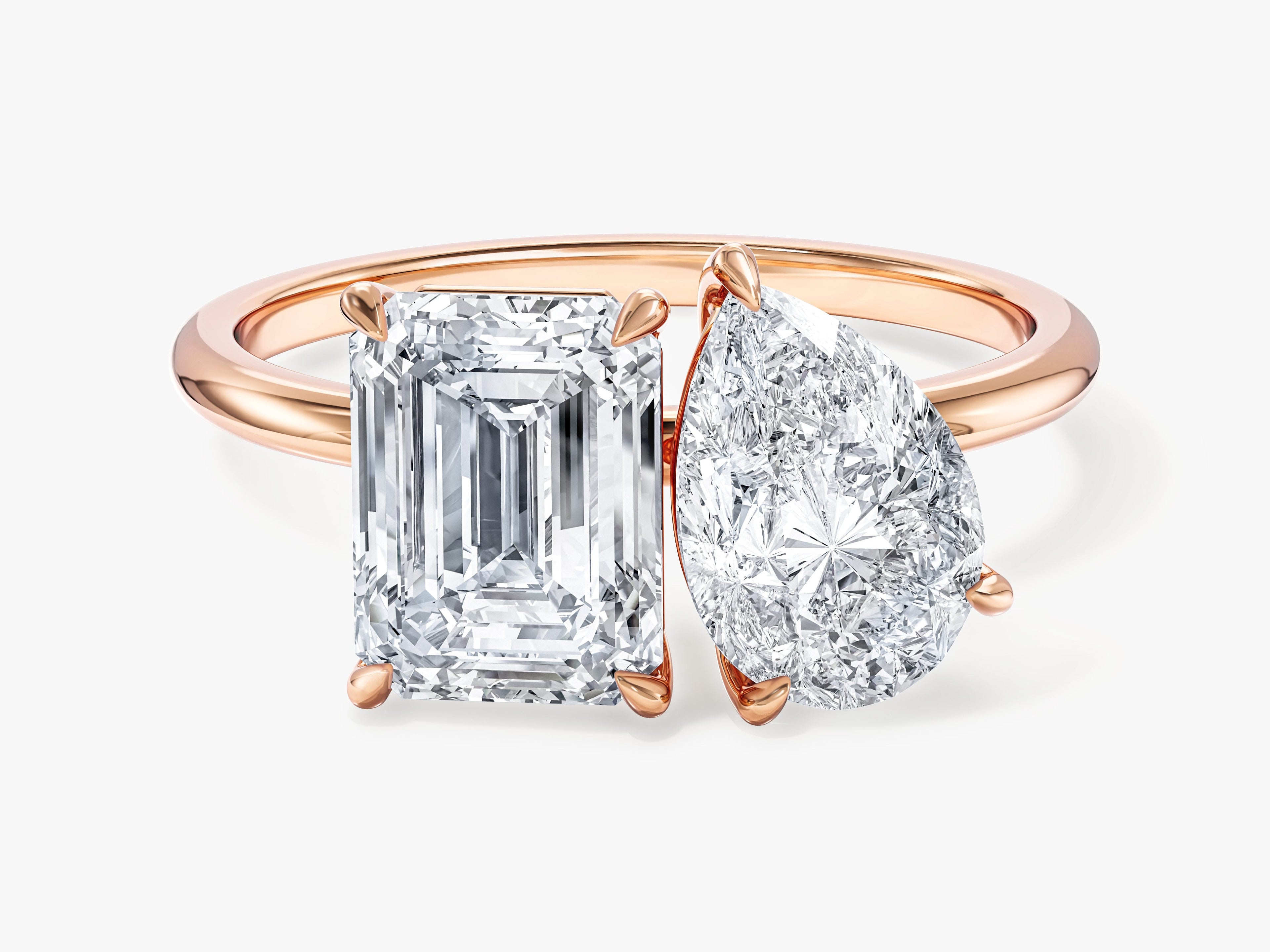 Pear and Emerald Cut Toi et Moi Lab Grown Diamond Engagement Ring (3.00 CT)