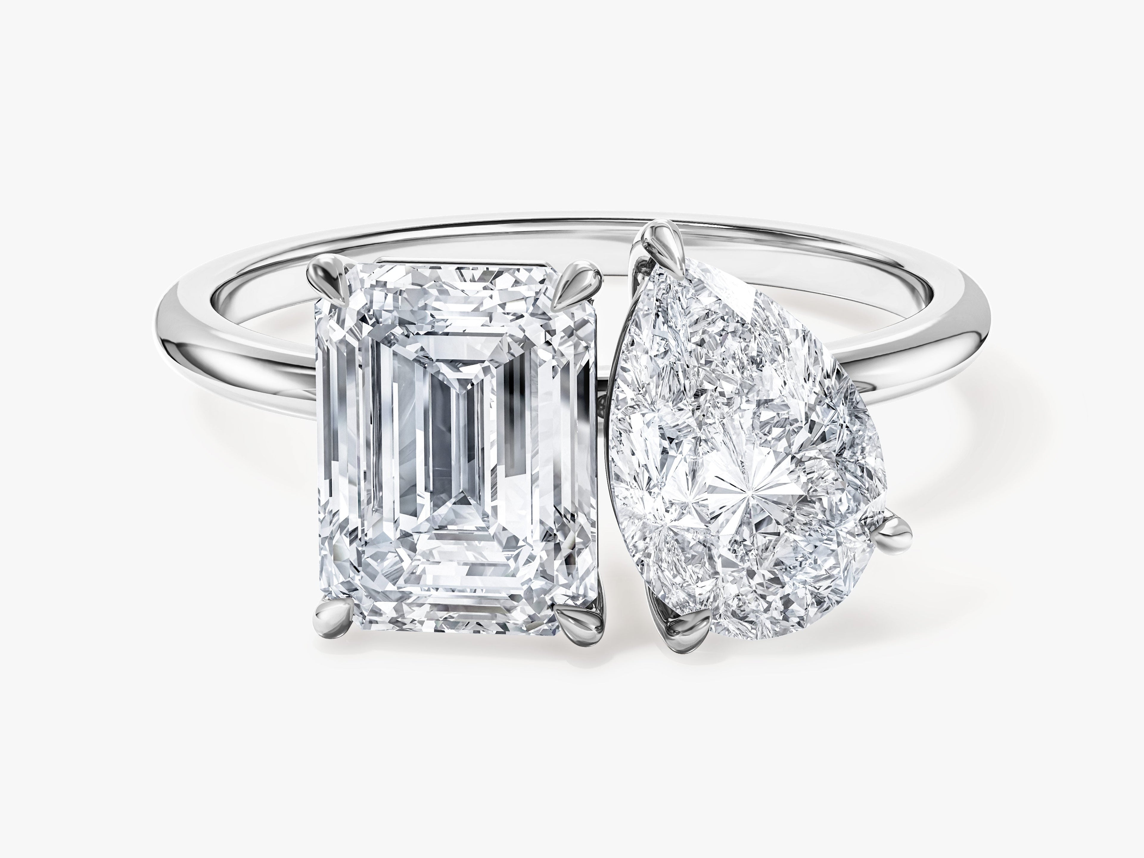 Pear and Emerald Cut Toi et Moi Lab Grown Diamond Engagement Ring (3.00 CT)