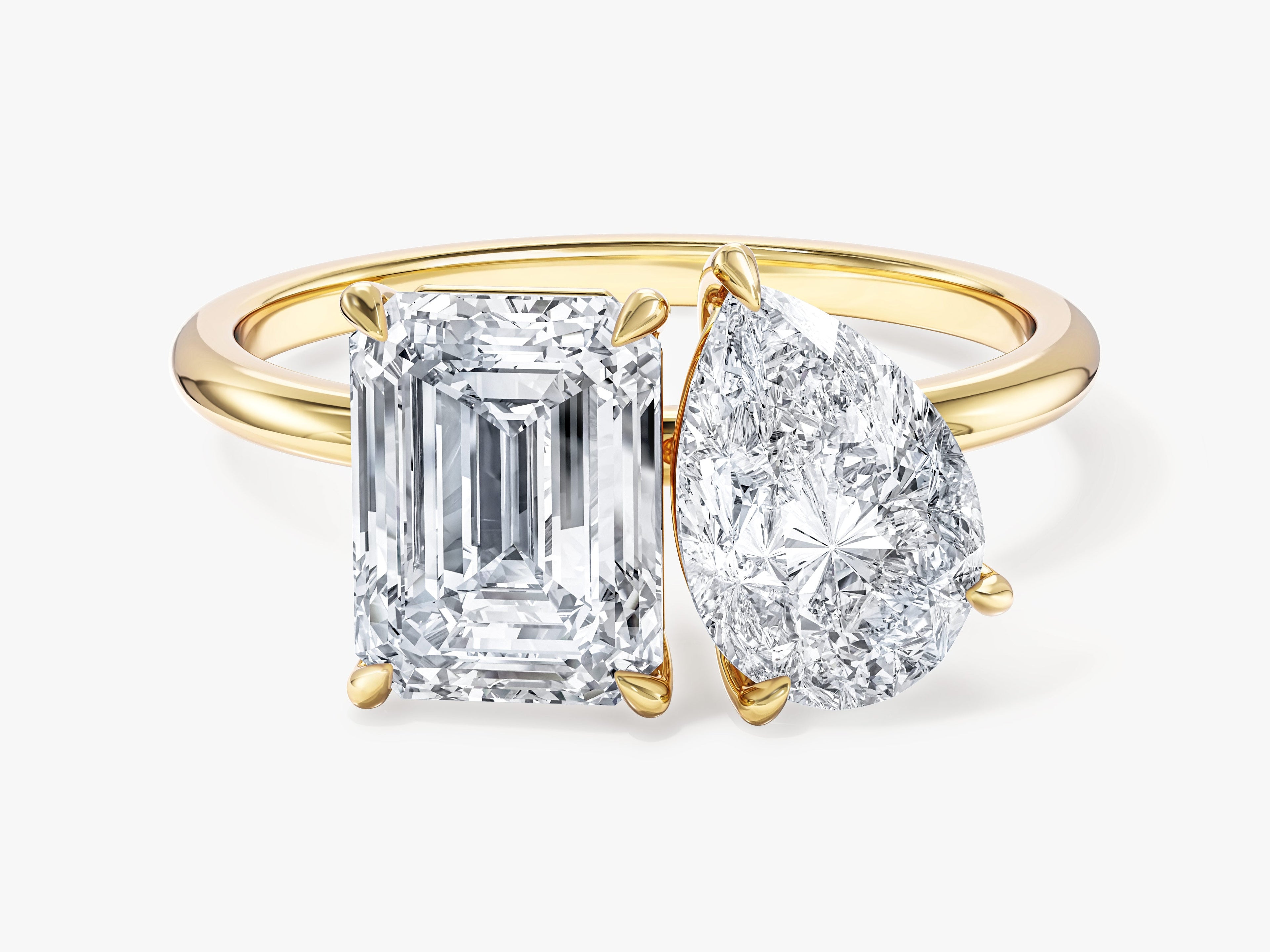 Pear and Emerald Cut Toi et Moi Lab Grown Diamond Engagement Ring (3.00 CT)