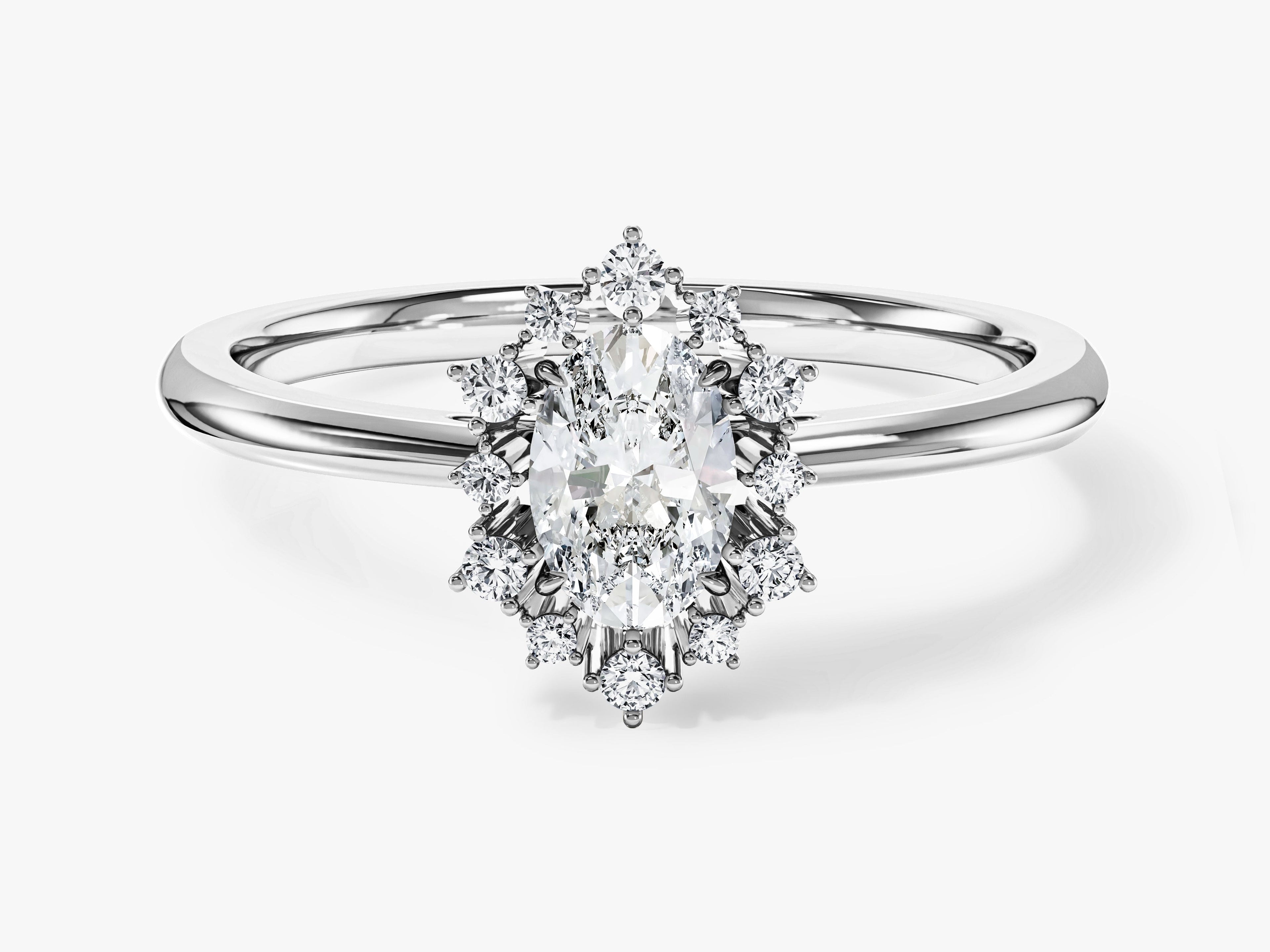 Sunburst Oval Lab Grown Diamond Engagement Ring (0.50 CT)
