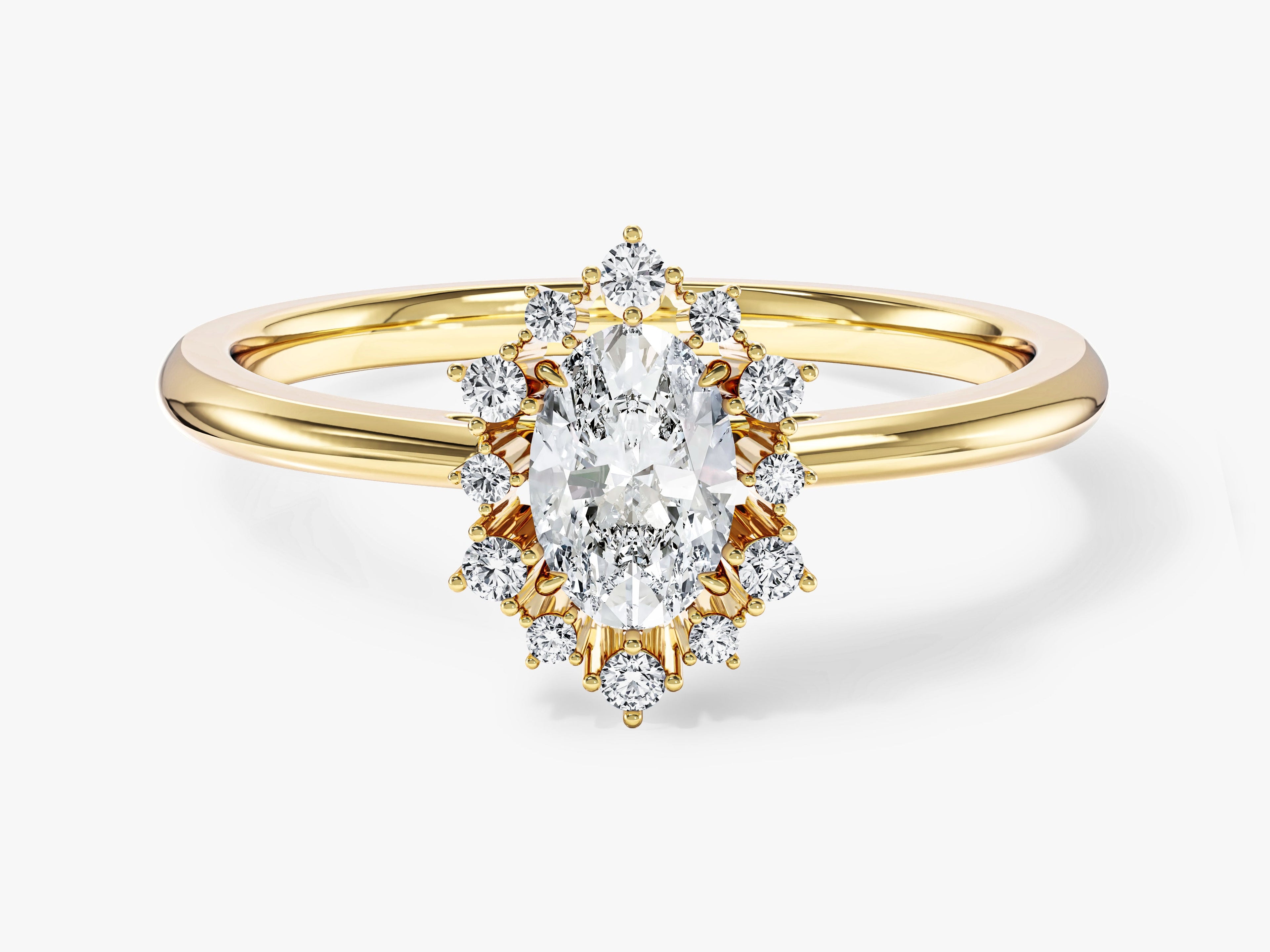 Sunburst Oval Lab Grown Diamond Engagement Ring (0.50 CT)