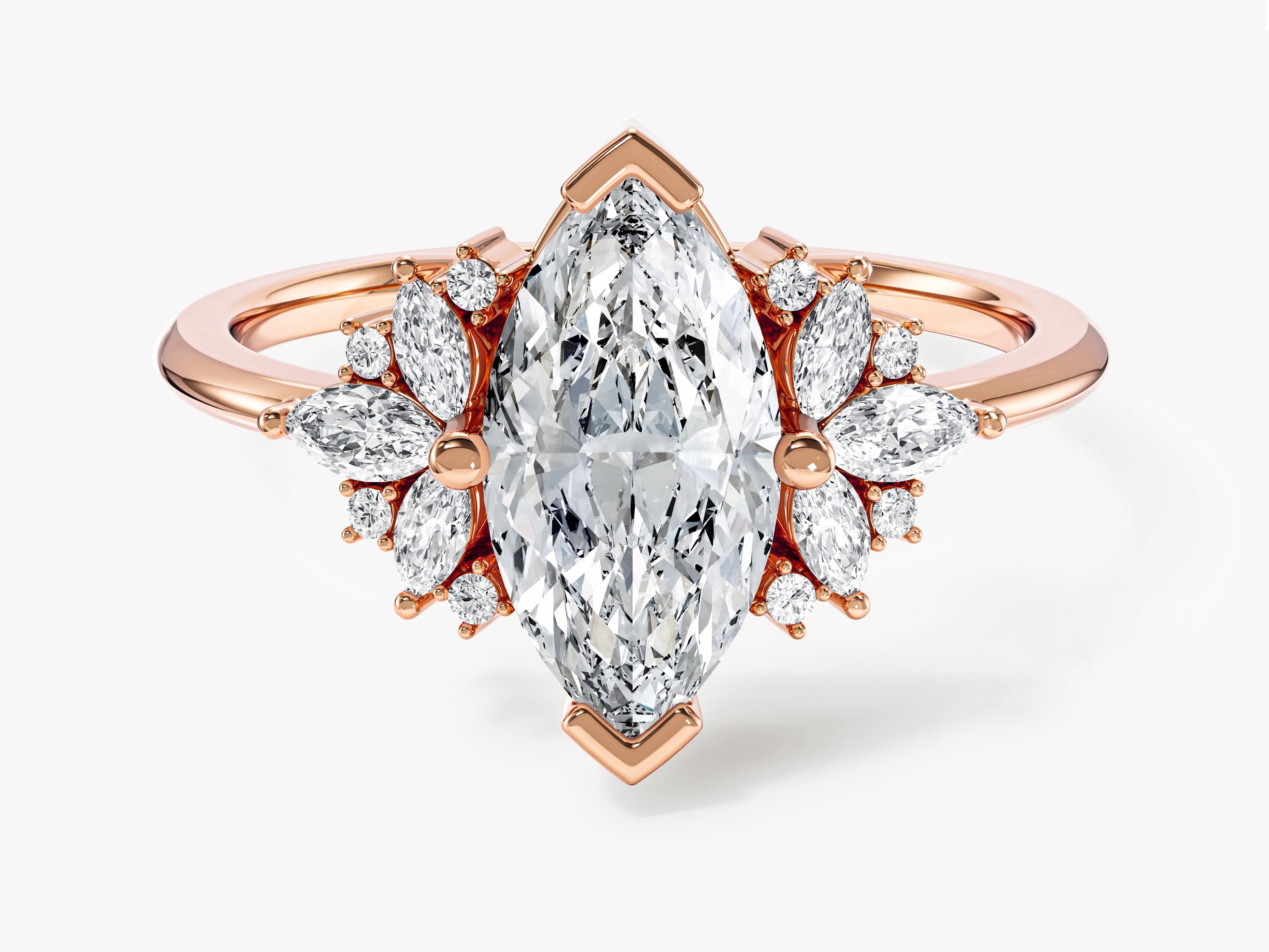 Vintage Cluster Marquise Cut Lab Diamond Engagement Ring (1.50 CT)