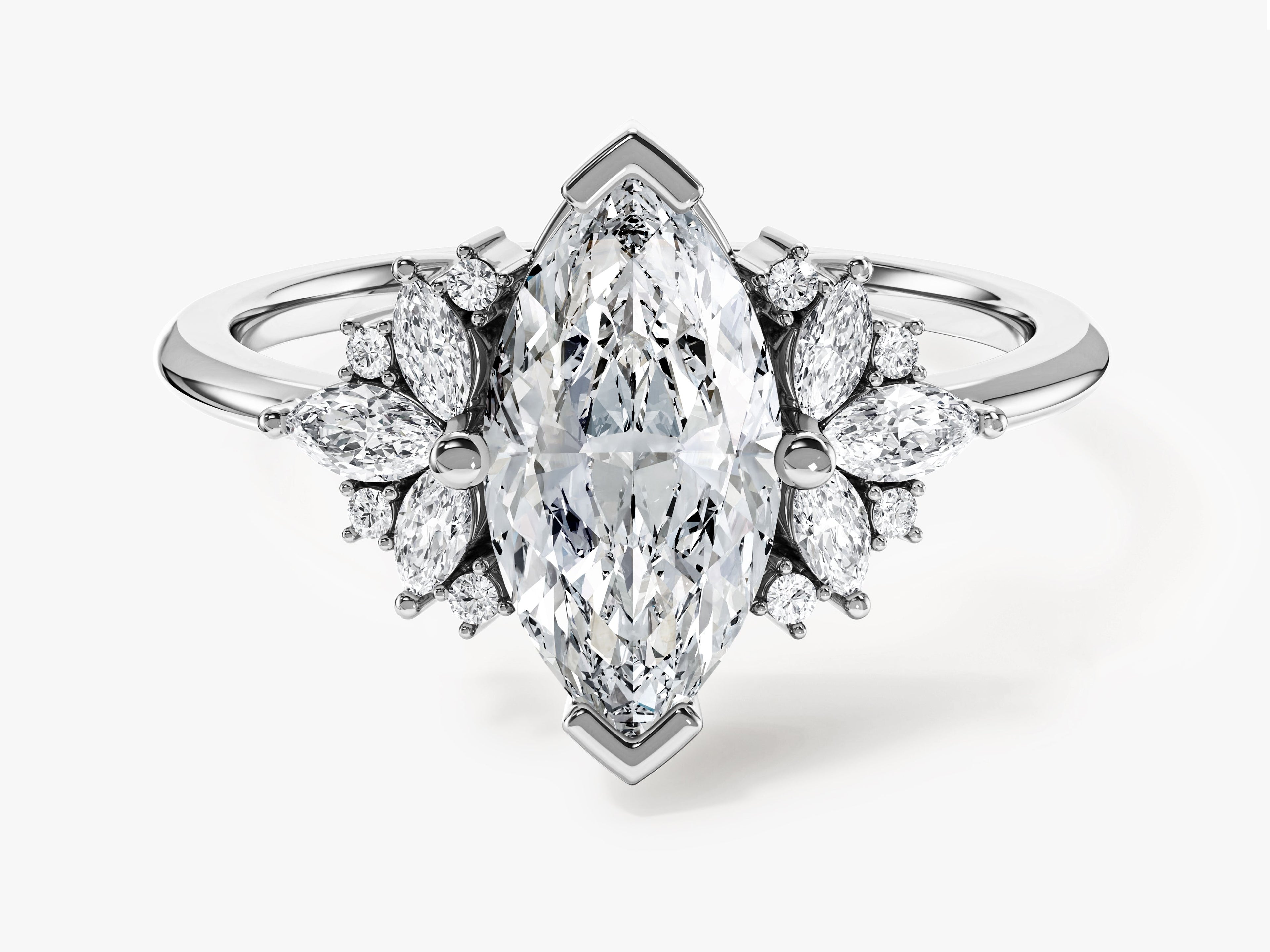 Vintage Cluster Marquise Cut Lab Diamond Engagement Ring (1.50 CT)