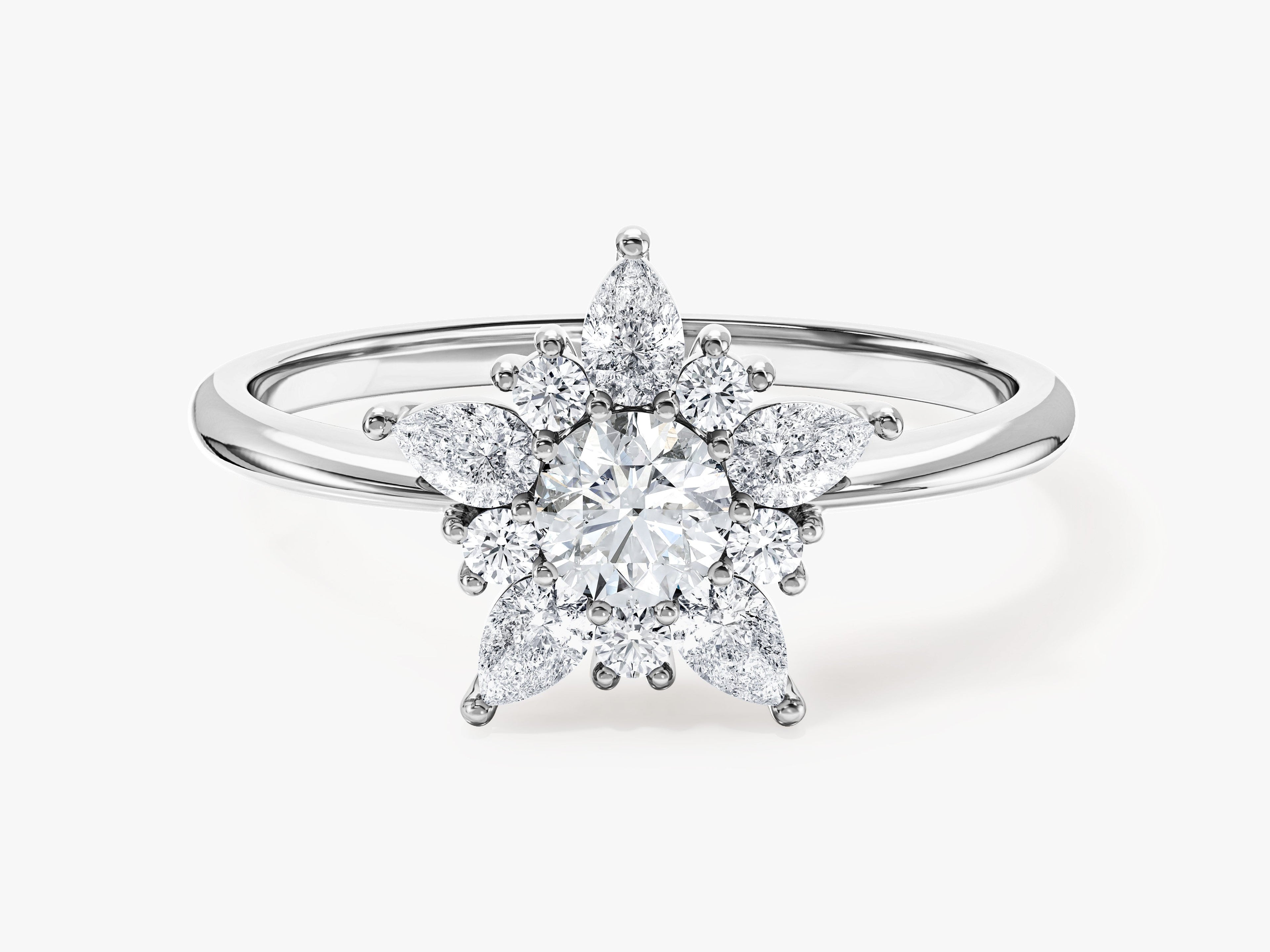 Floral Halo Lab Grown Diamond Engagement Ring