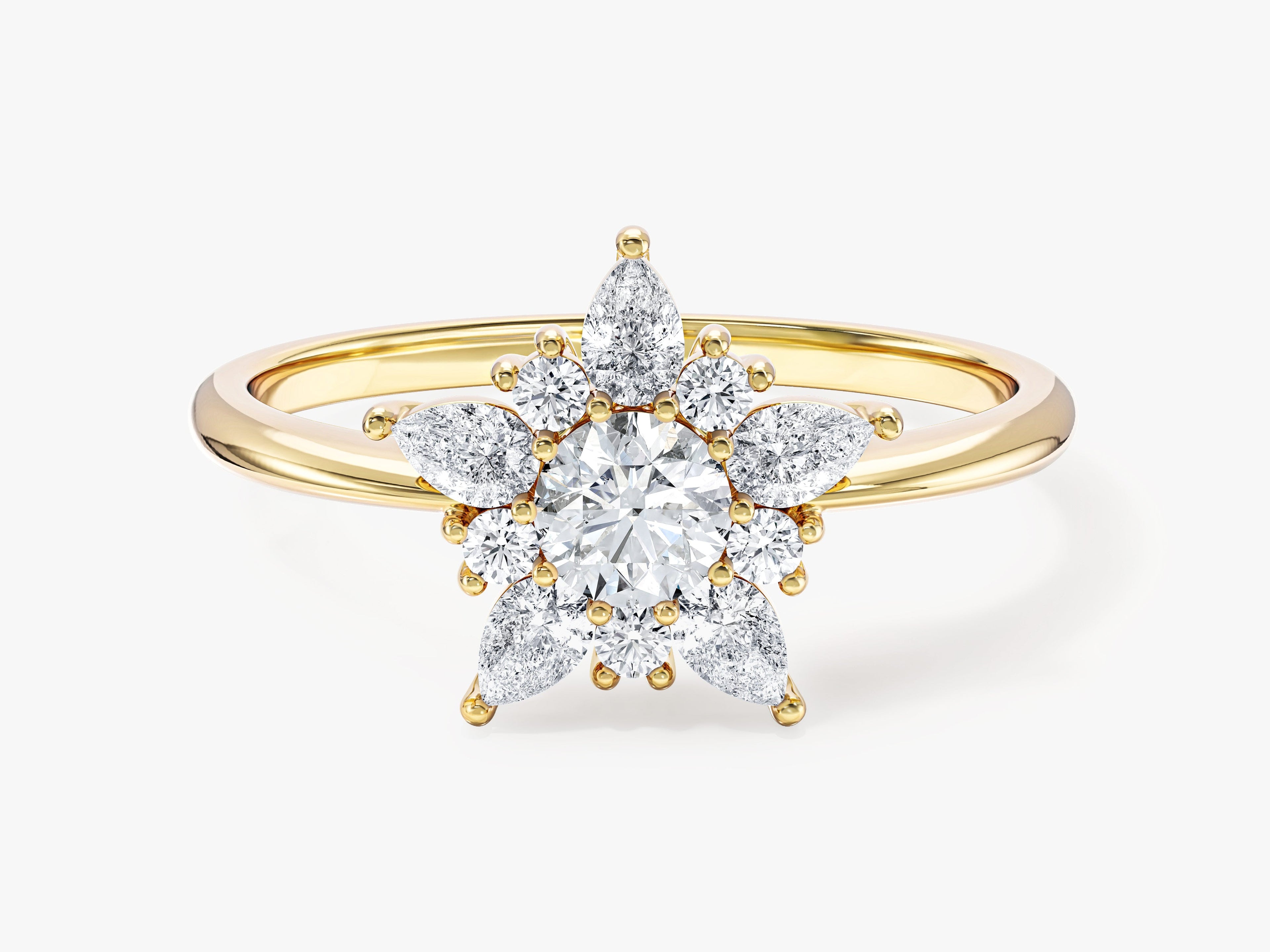 Floral Halo Lab Grown Diamond Engagement Ring