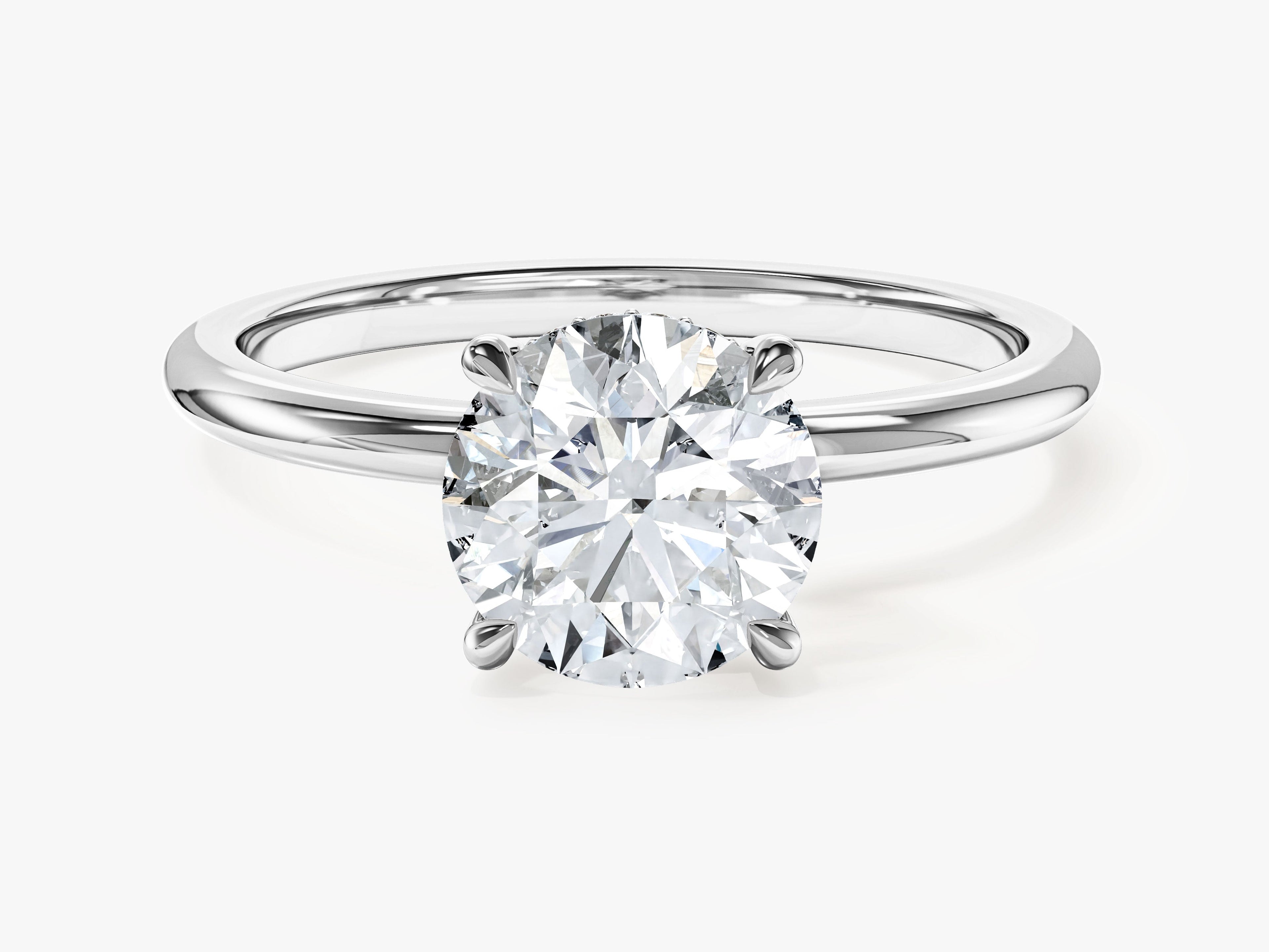 Hidden Halo Round Lab Grown Diamond Engagement Ring (1.50 CT)