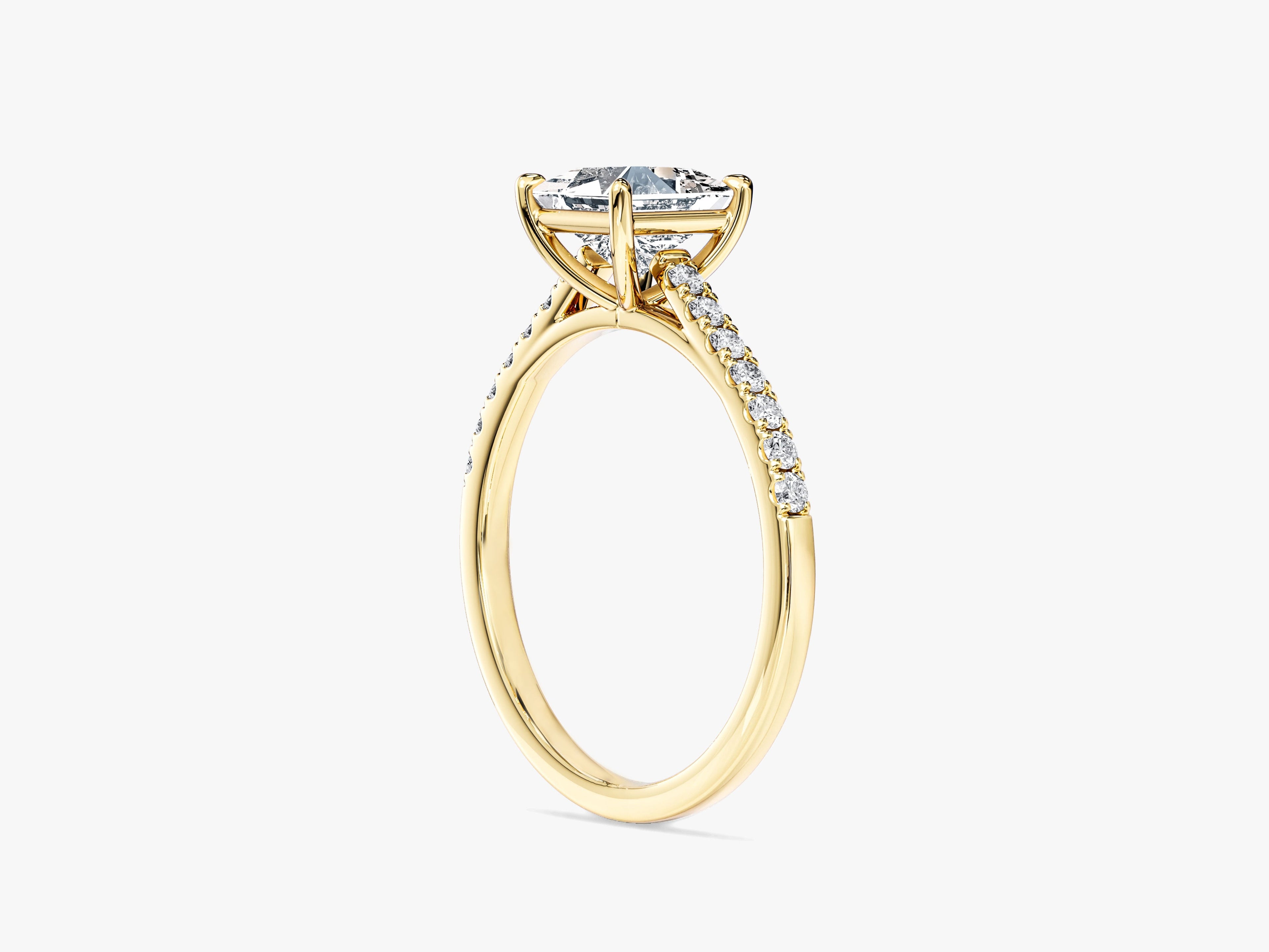 Princess Cut Lab Grown Diamond Engagement Ring with Pave Set Side Stones (1.00 CT)