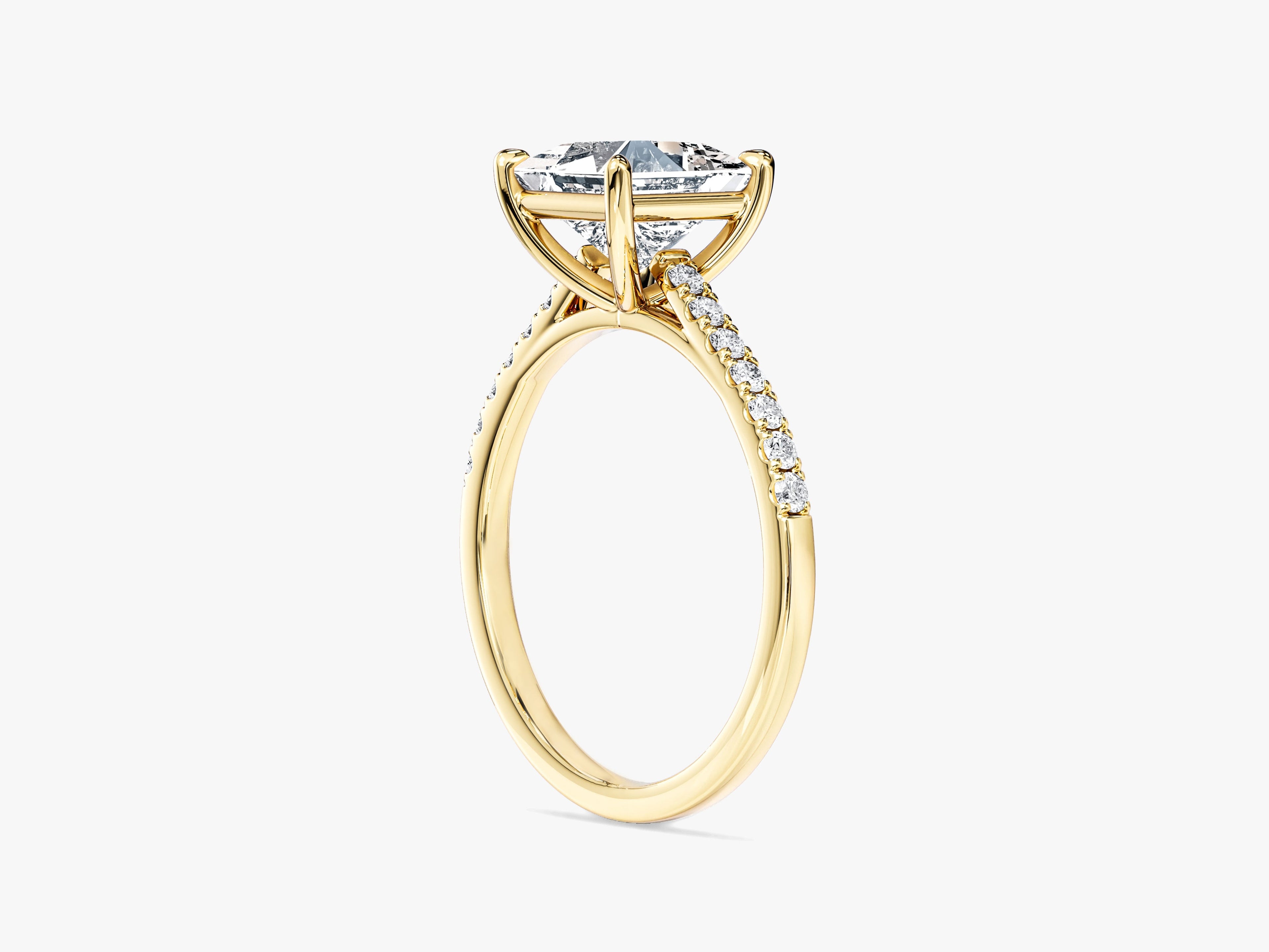 Princess Cut Lab Grown Diamond Engagement Ring with Pave Set Side Stones (1.50 CT)