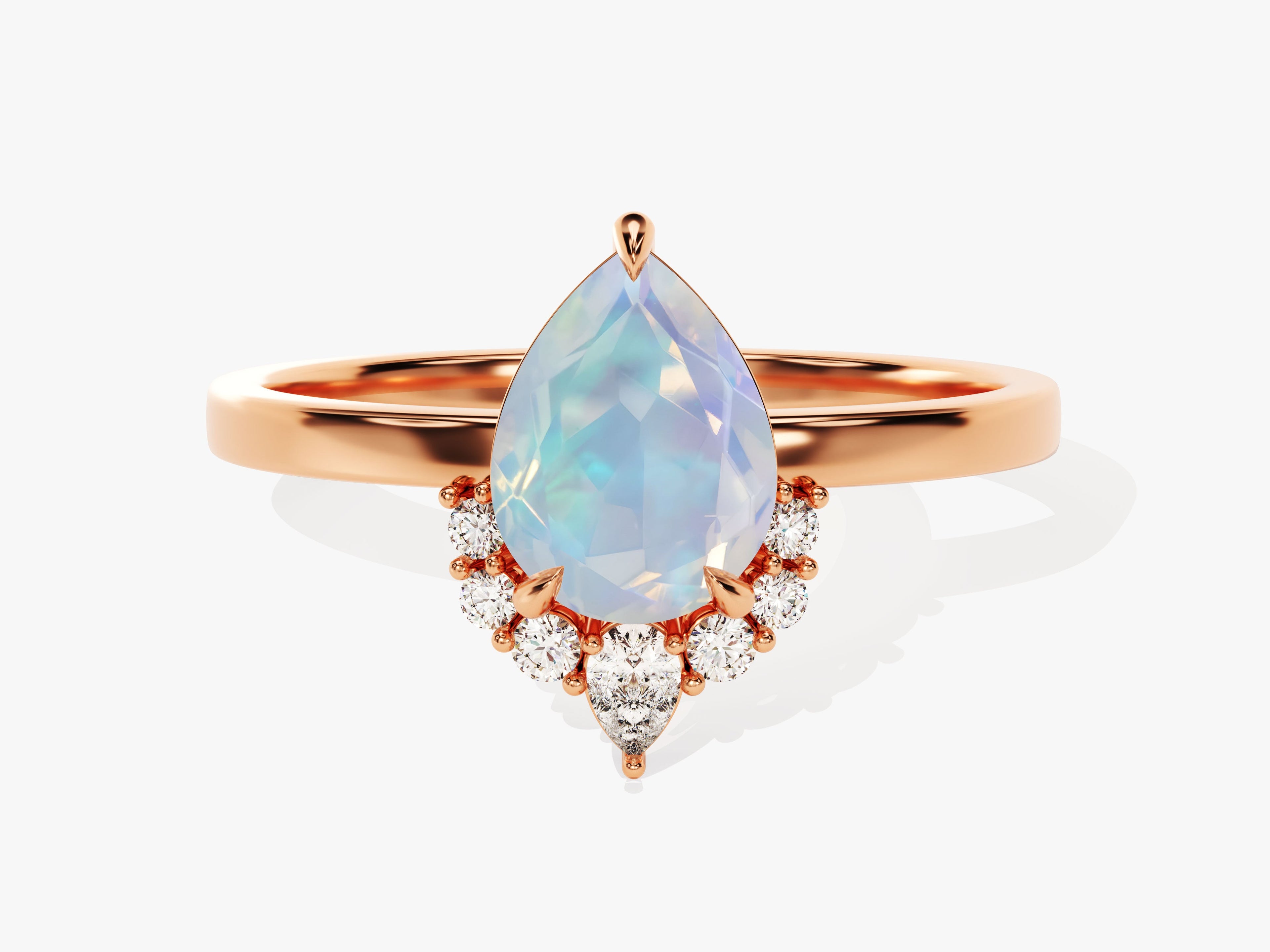 Pear Opal Vintage Engagement Ring with Moissanite